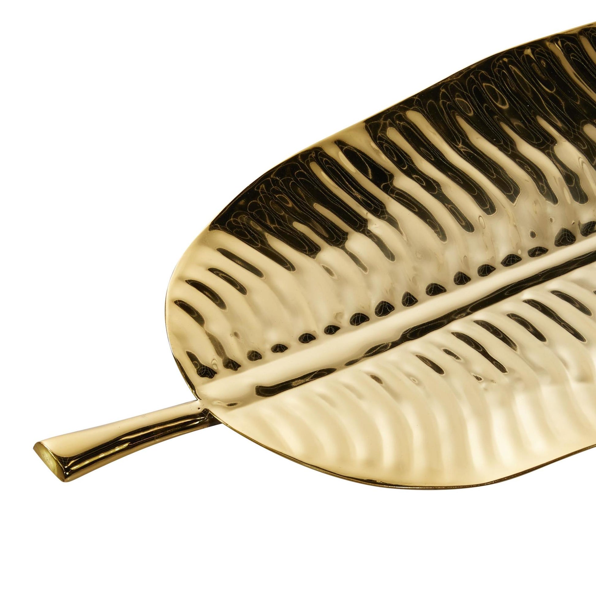 Set of 2 Leaf Gold Metal Living Room Decor Tray