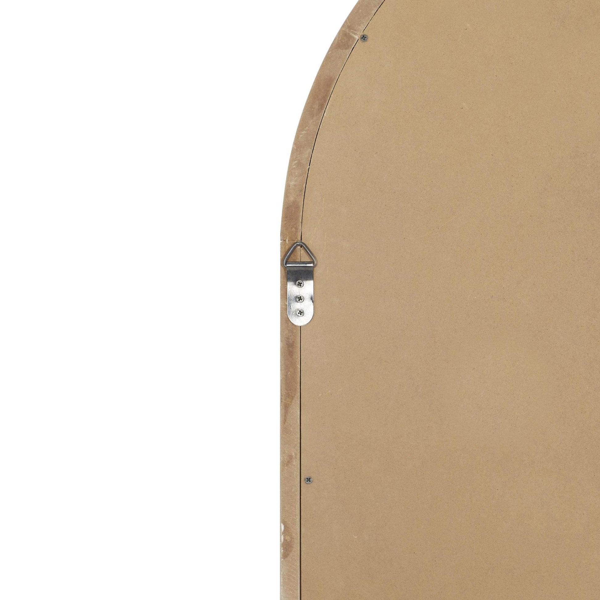 White Wood Window Pane Inspired 2 Door Room Wall Mirror with Arched Top and Distressing