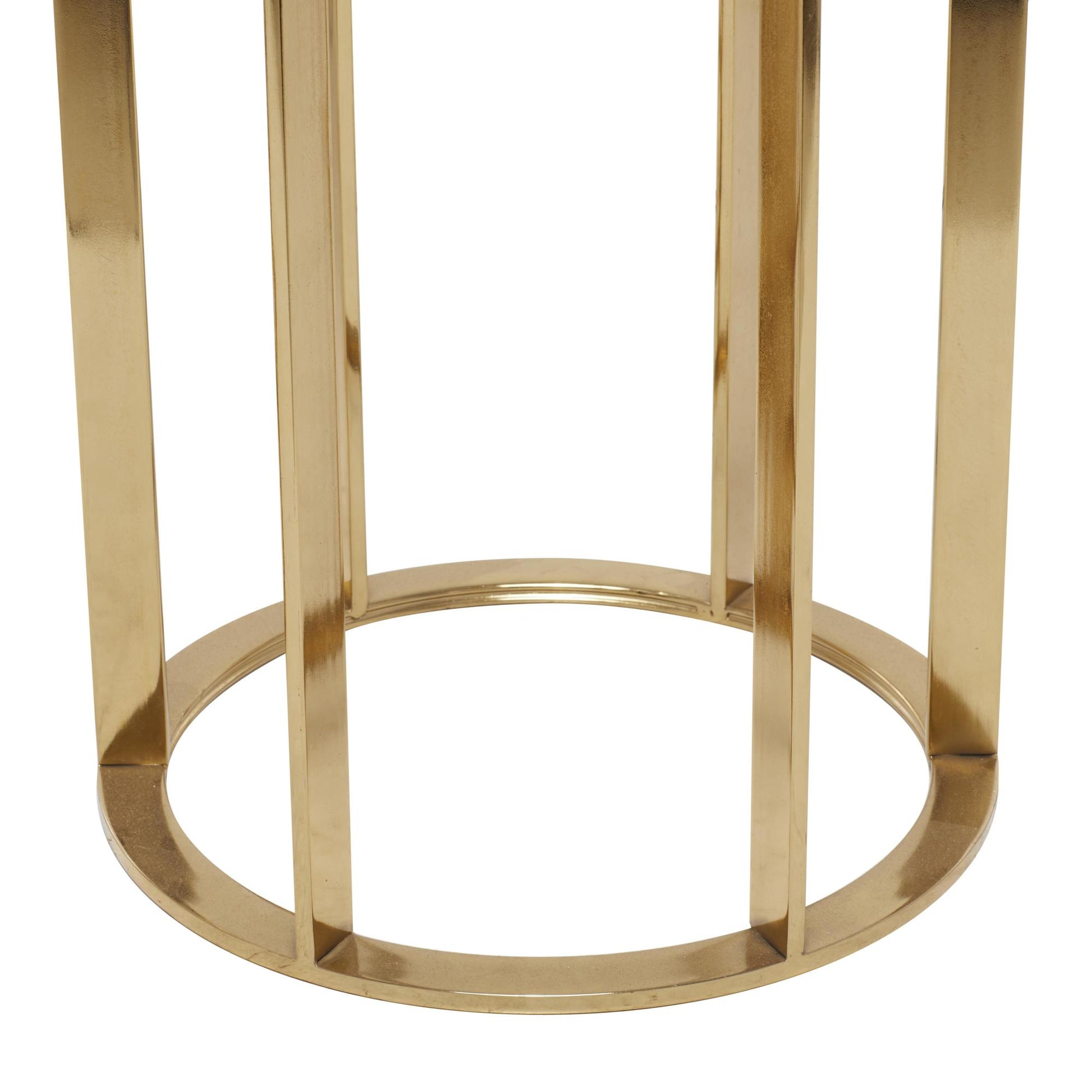 Set of 2 Gold Metal Side End Accent Table with Marble Top