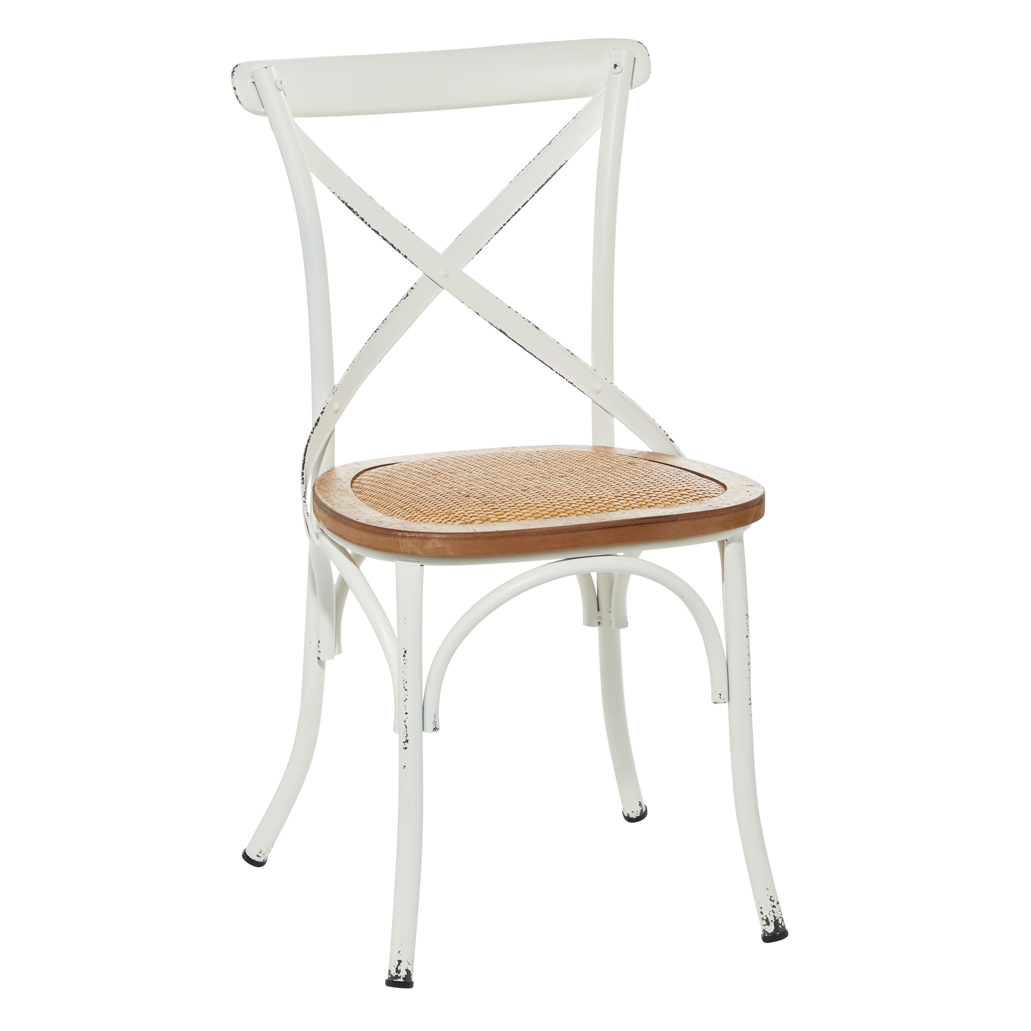 Set of 2 Metal Kitchen Dining Chair with Brown Rattan Seat