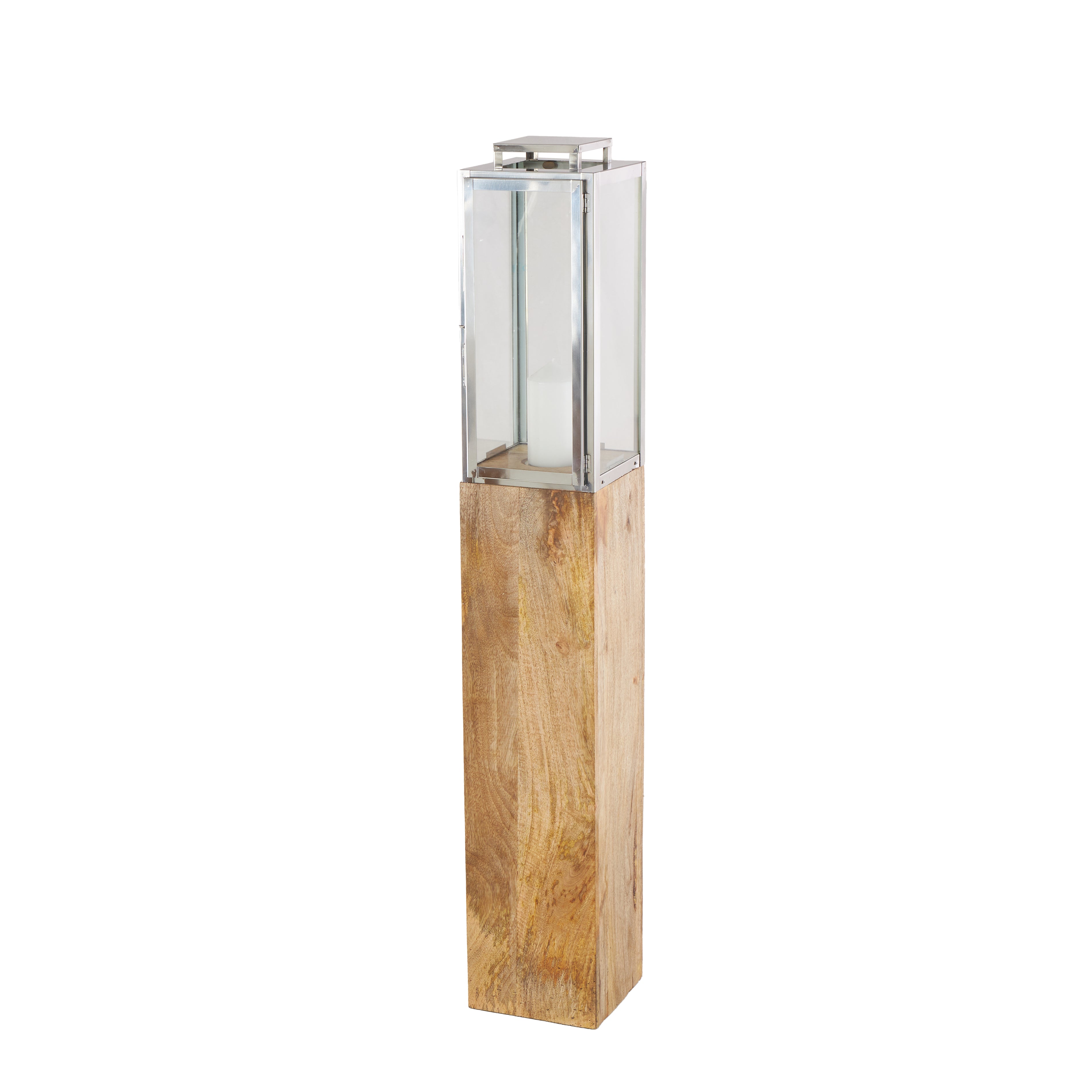 Brown Mango Wood Handmade Decorative Indoor Outdoor Candle Lantern