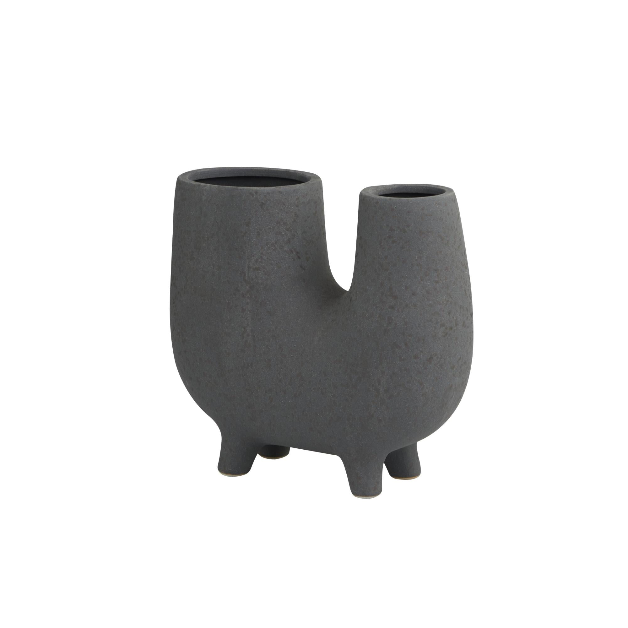 CosmoLiving by Cosmopolitan Abstract Dark Gray Ceramic U-Shaped Decorative Vase with Small Feet