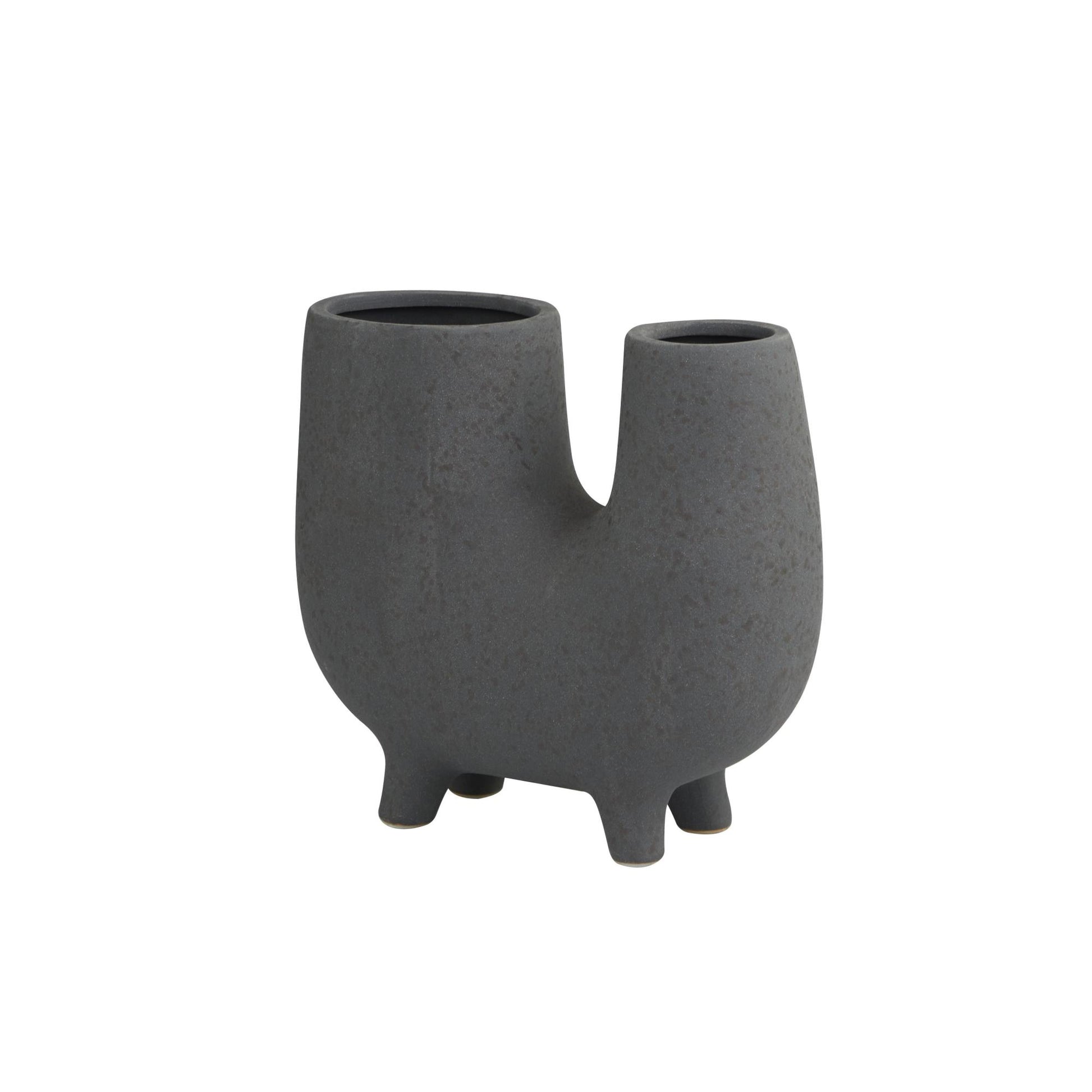 CosmoLiving by Cosmopolitan Abstract Dark Gray Ceramic U-Shaped Decorative Vase with Small Feet