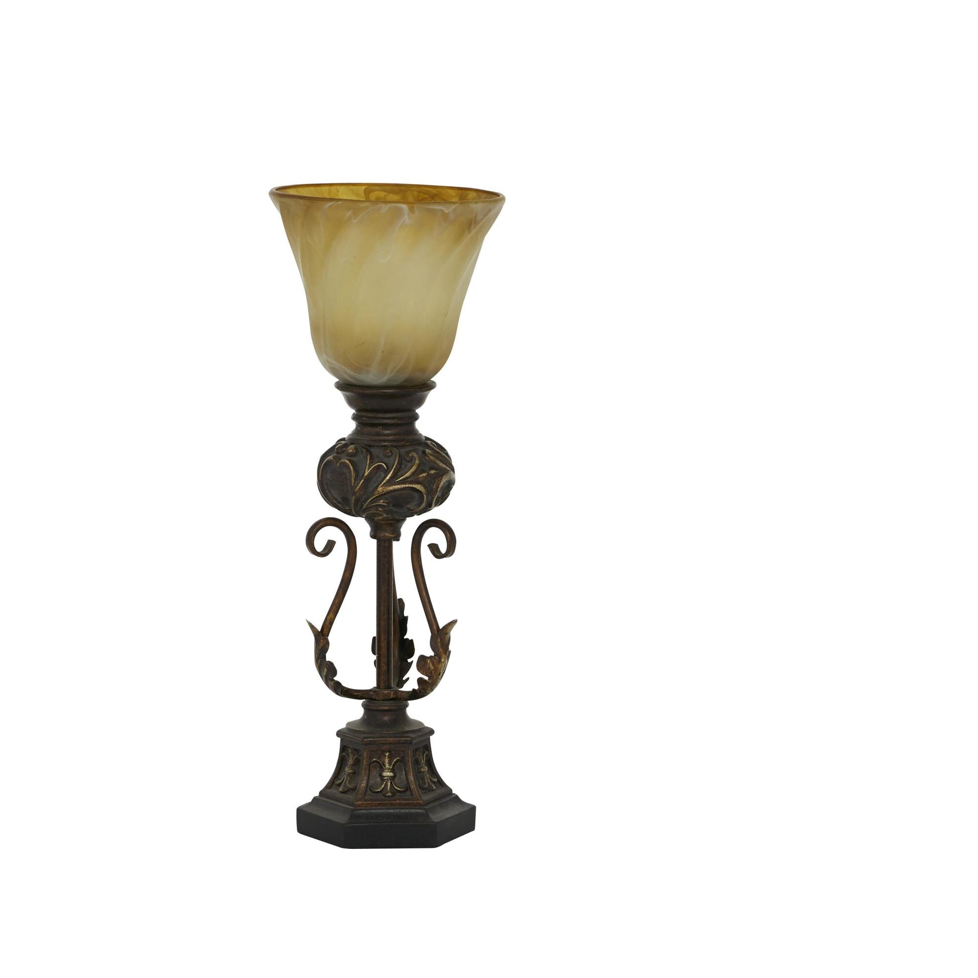 Scroll Brown Metal Antique Style Room Uplight