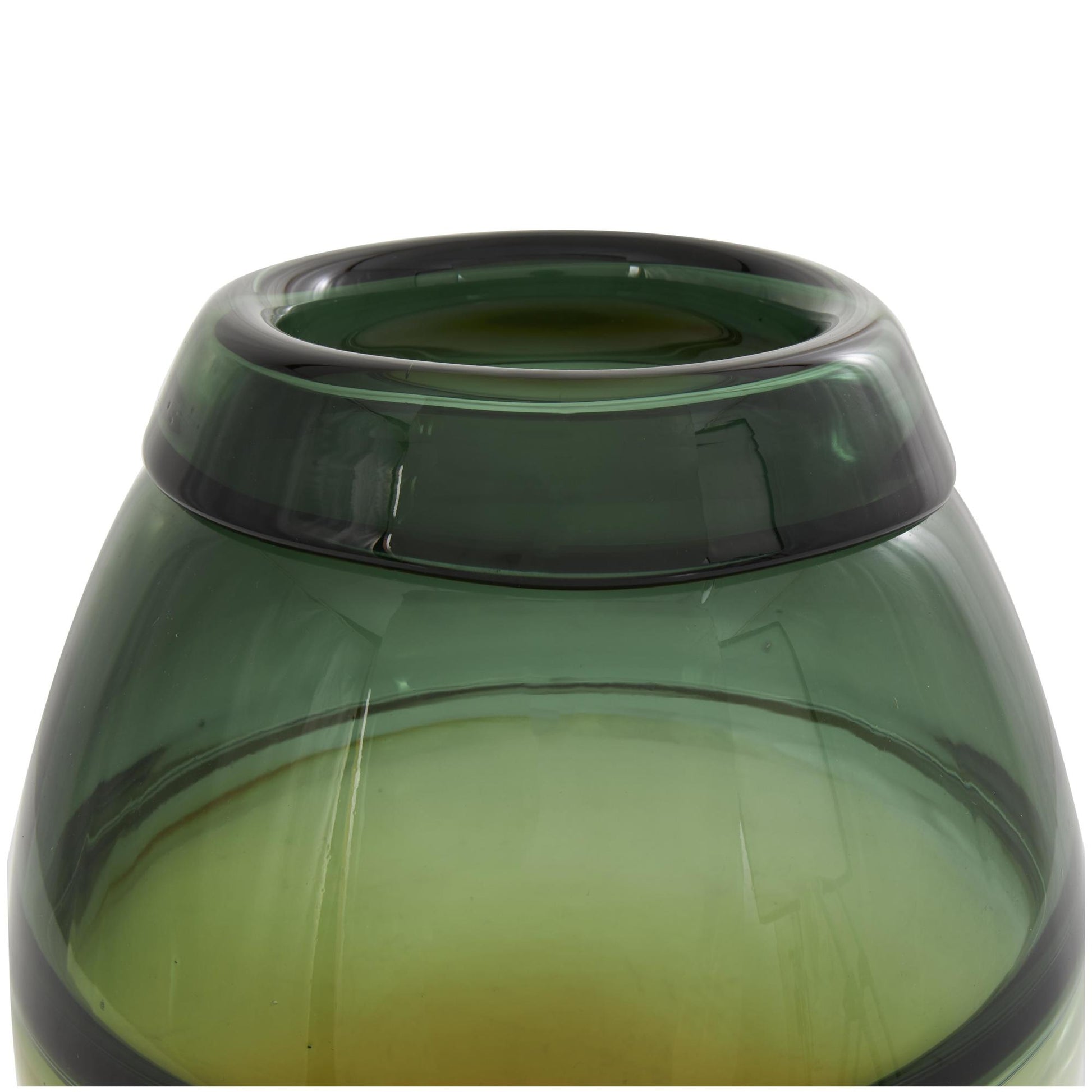 Green Glass Handmade Ombre Decorative Vase with Yellow Base