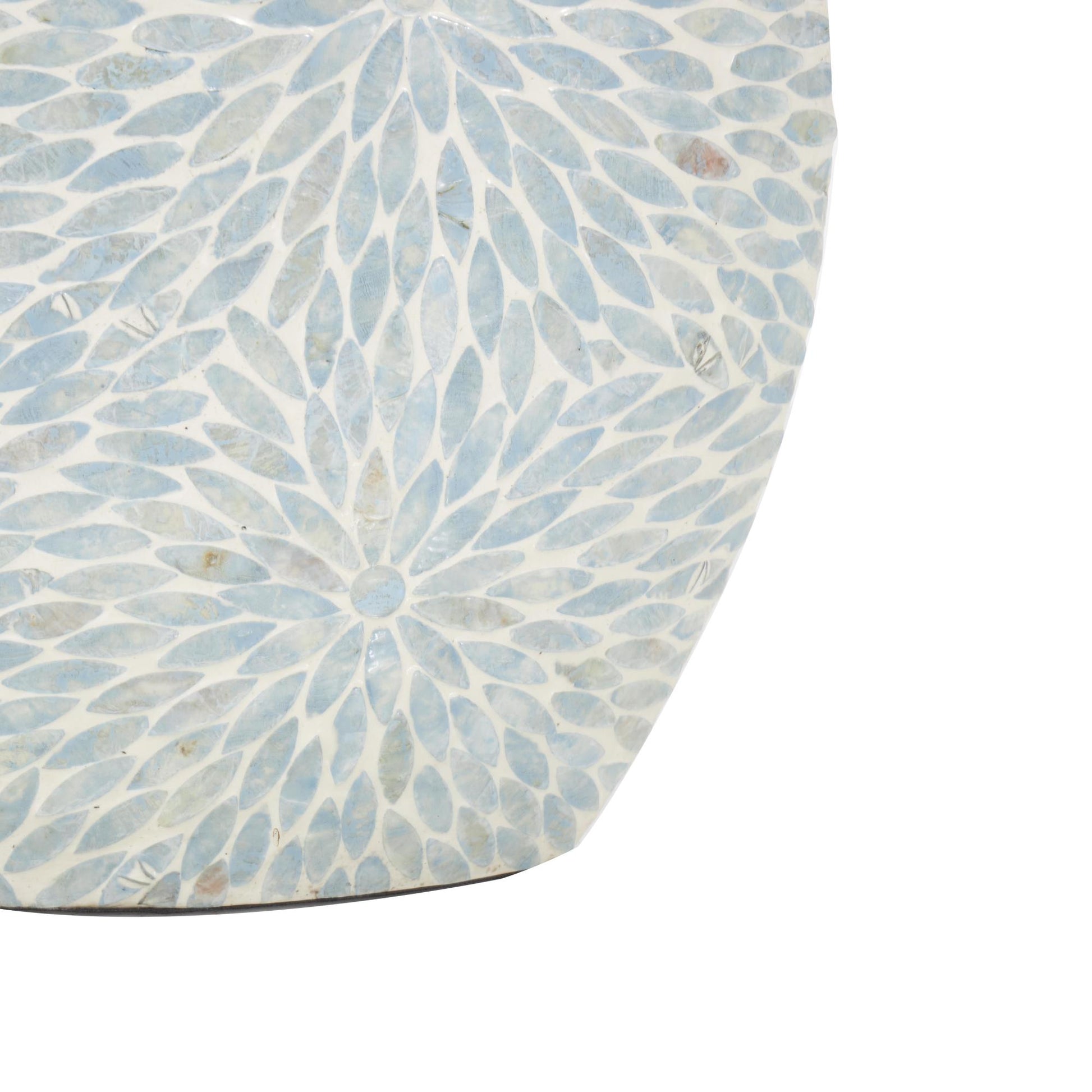 Floral Mother of Pearl Shell Handmade Large Mosaic Decorative Vase with Cream Underlay