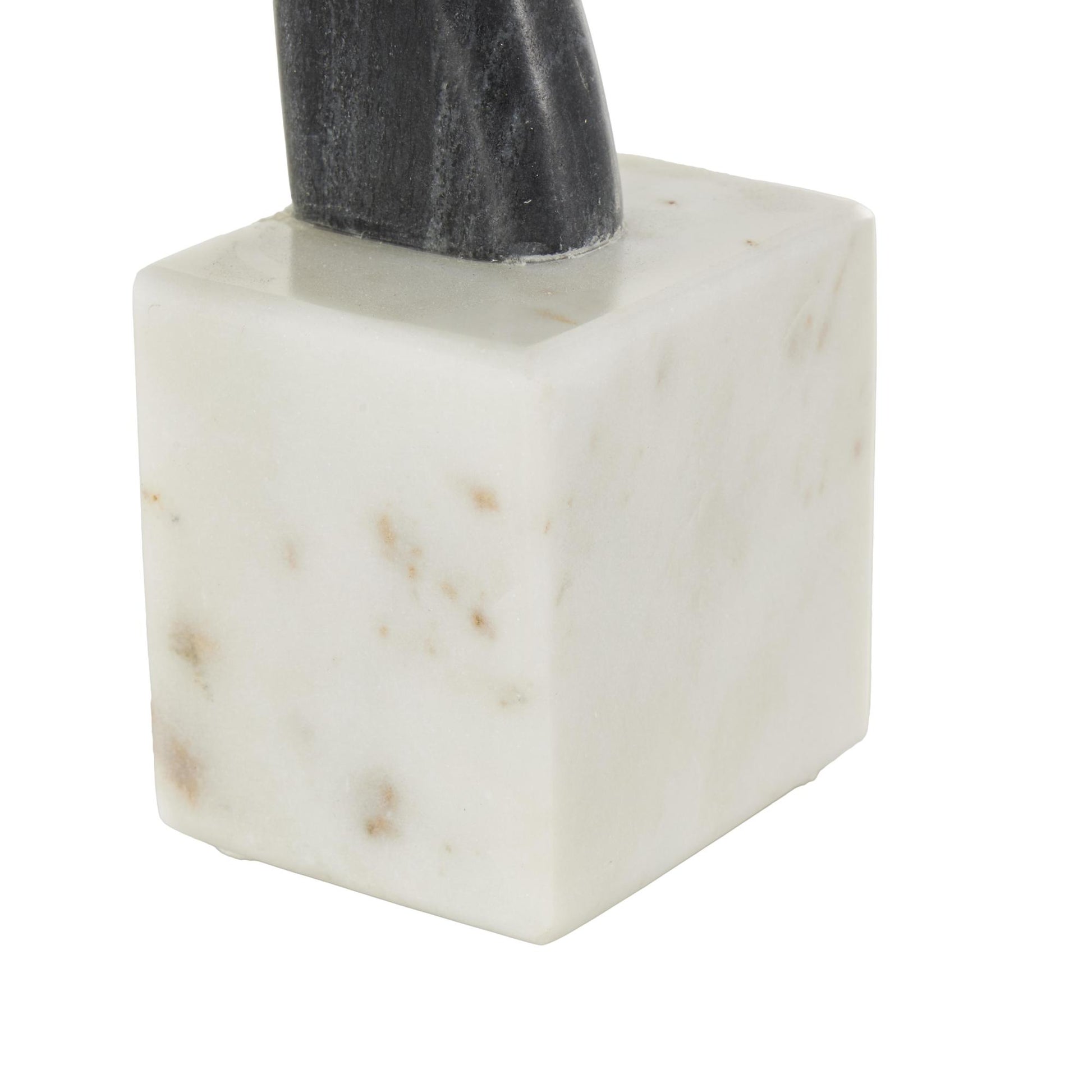 Set of 2 Horse Black Marble Distressed Decorative Bookends with White Block Bases