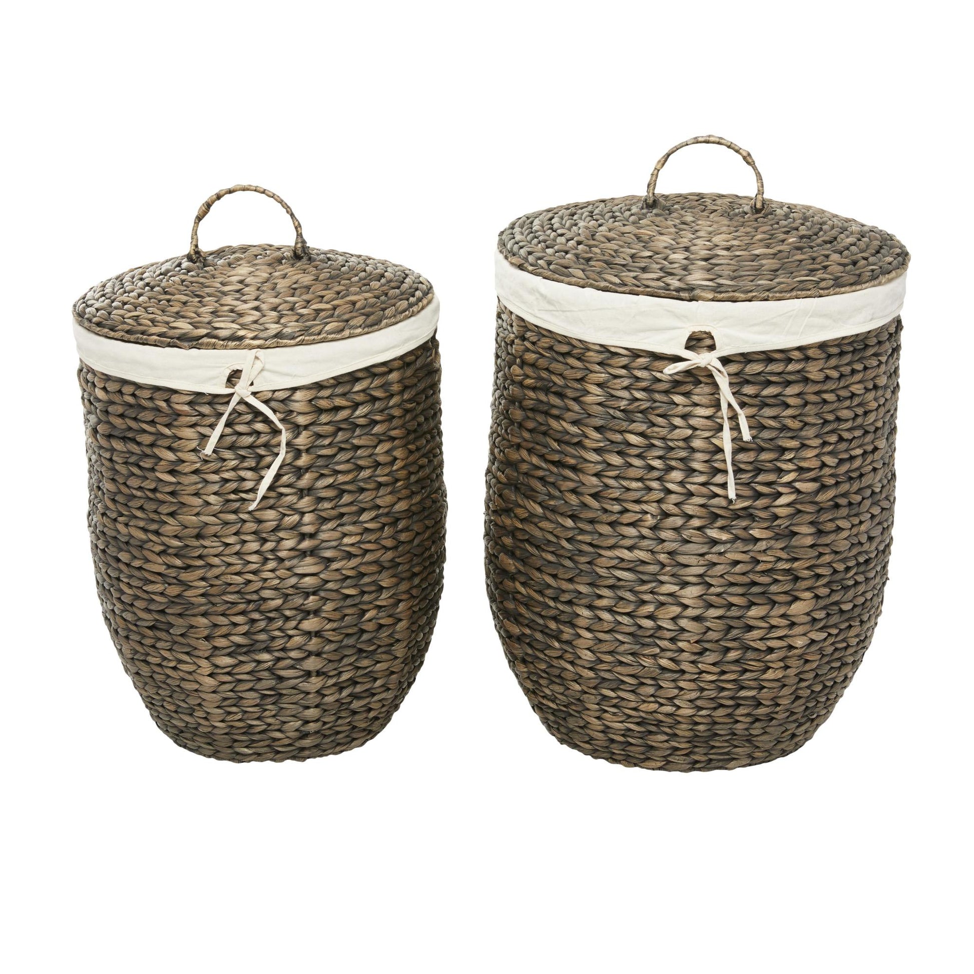 CosmoLiving by Cosmopolitan Set of 2 Seagrass Handmade Decorative and Functional Storage Basket with Liner and Matching Tops
