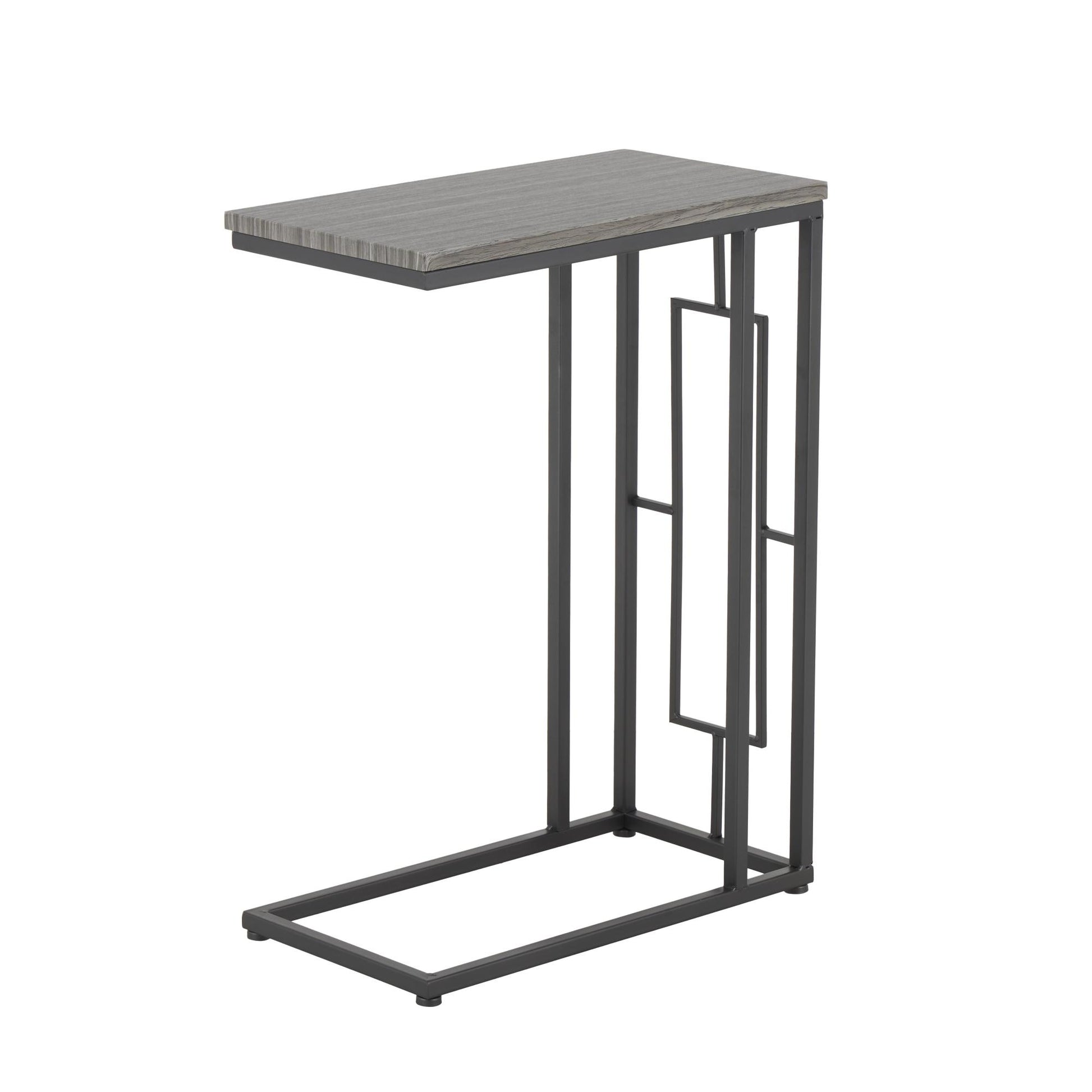 Metal C-Shaped Side End Accent Table with Black Metal Base