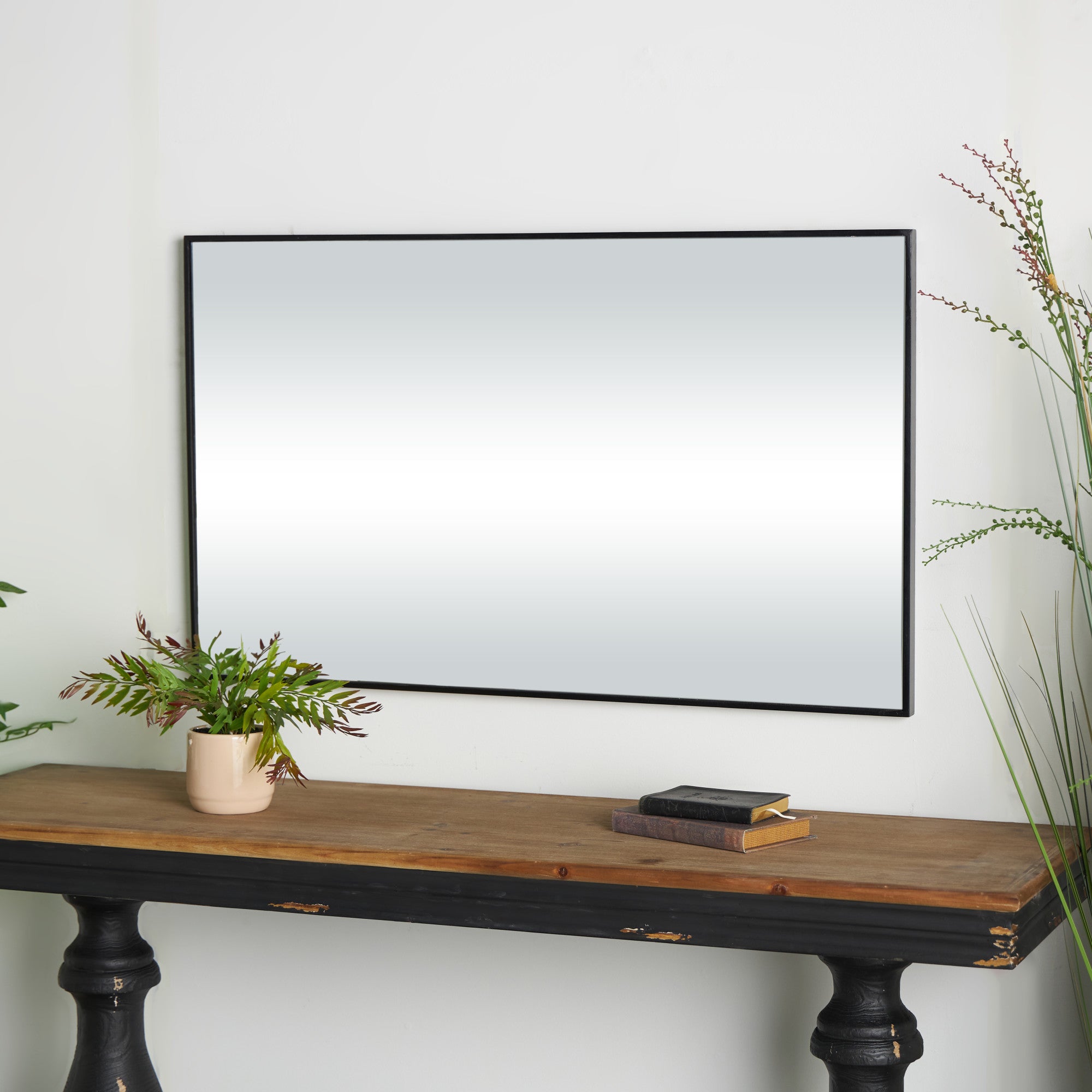 Wooden Room Wall Mirror with Thin Minimalistic Frame 24" x 1" x 40"