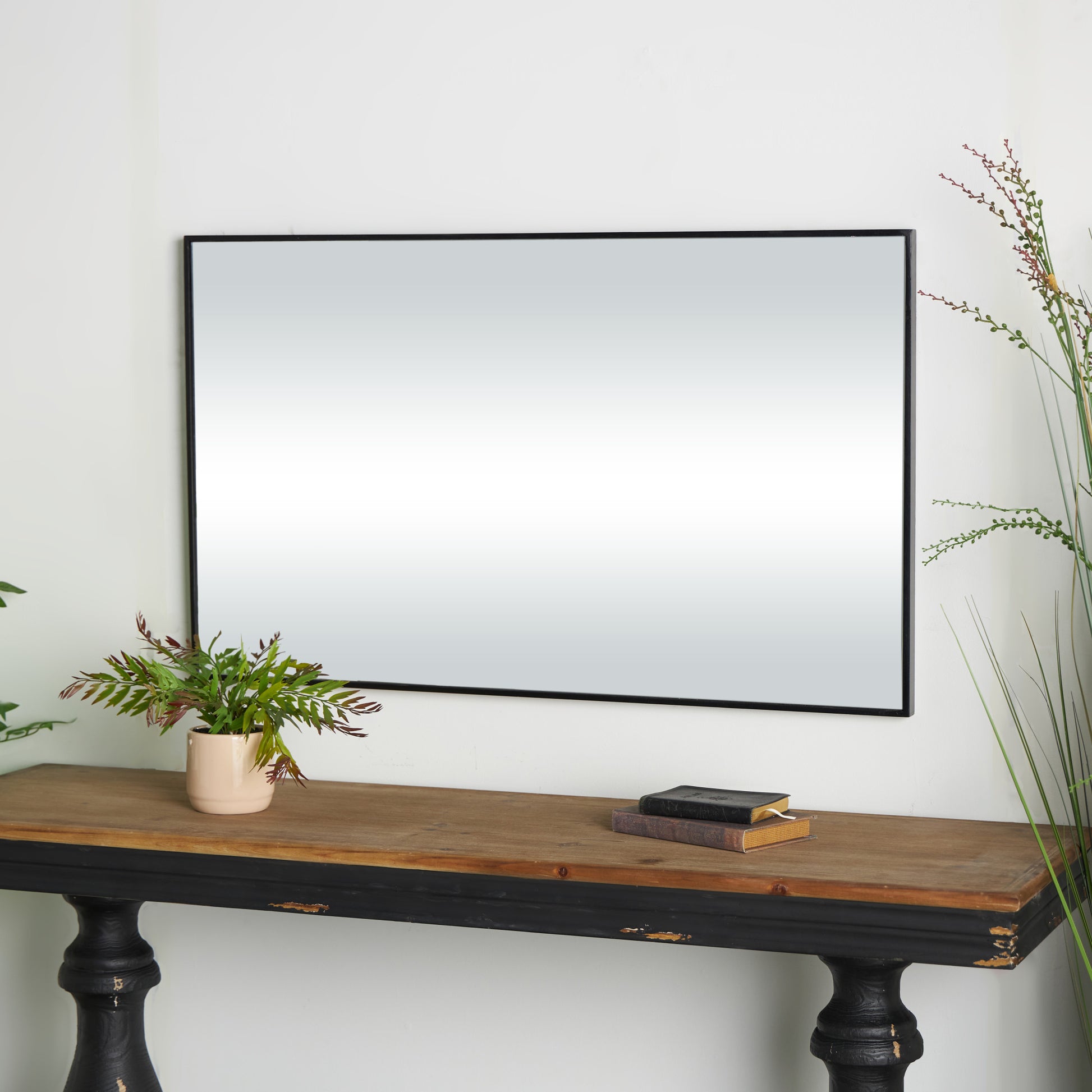 Wooden Room Wall Mirror with Thin Minimalistic Frame 24" x 1" x 40"