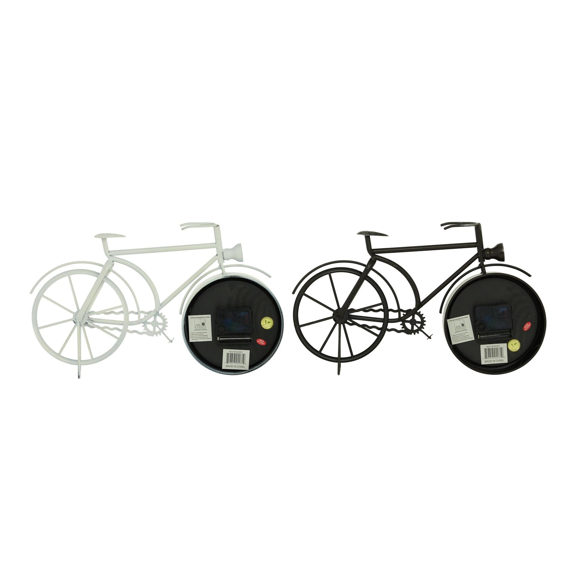 Set of 2 Bike Black Metal Decorative Clock
