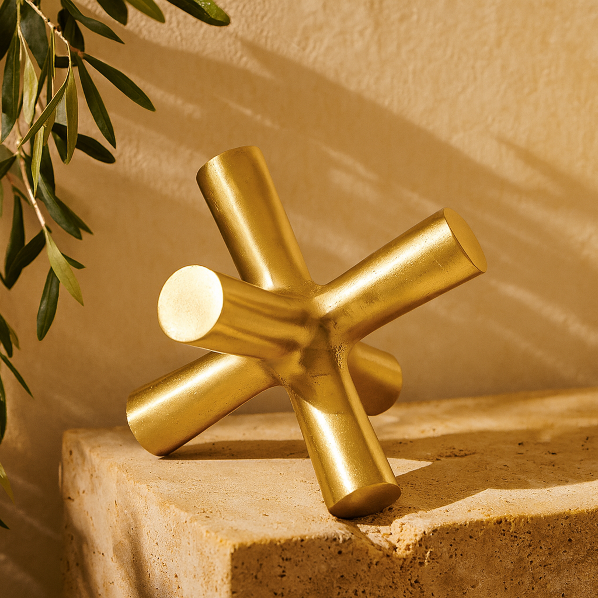 Abstract Aluminum Metal Jack Decorative Sculpture 10" x 10" x 9"