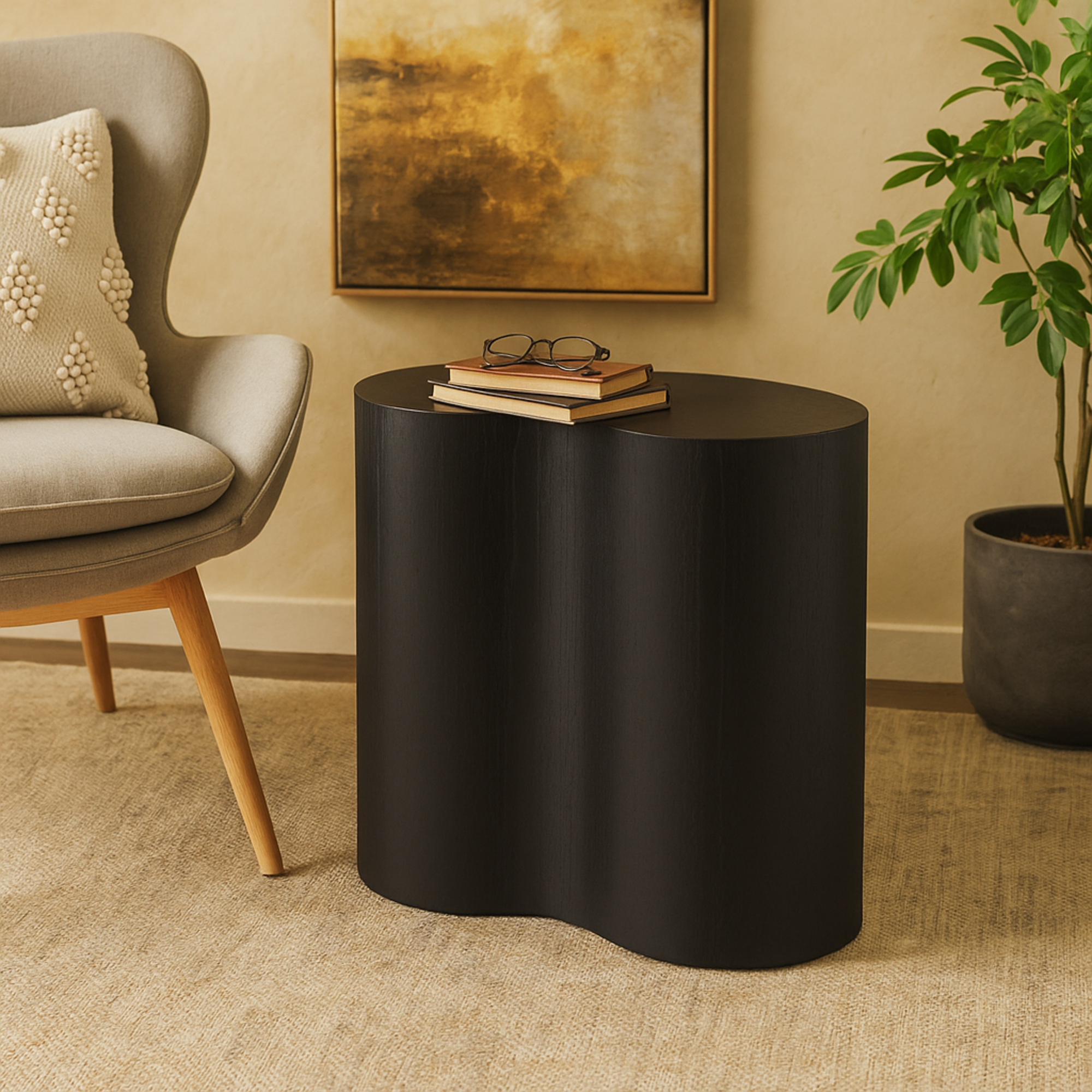 Wood Heart Inspired Side End Accent Table 22" x 13" x 22"