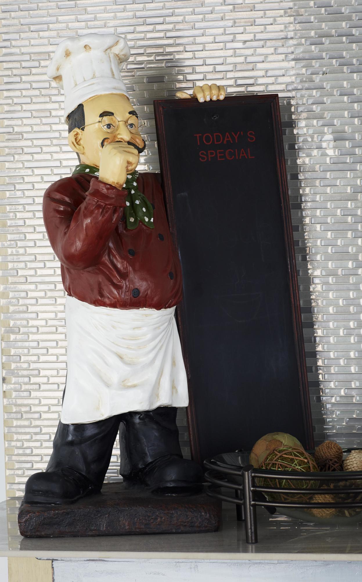 Chef Multi Colored Polystone Decorative Sculpture with Chalkboard