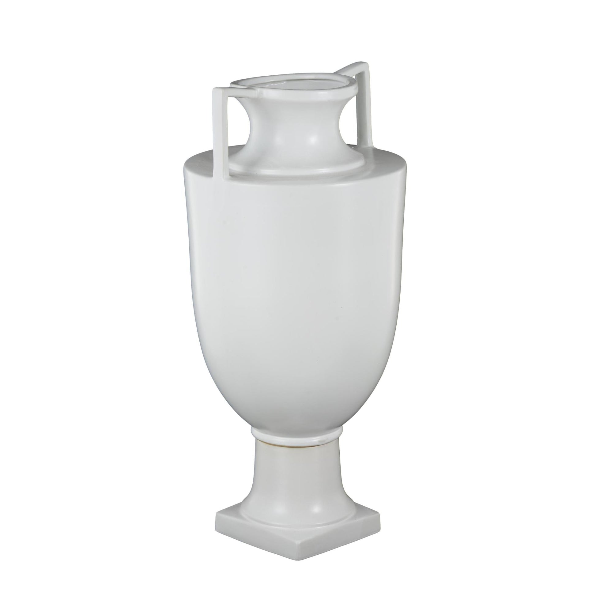 Ceramic Fluted Urn Shaped Decorative Vase with Handles