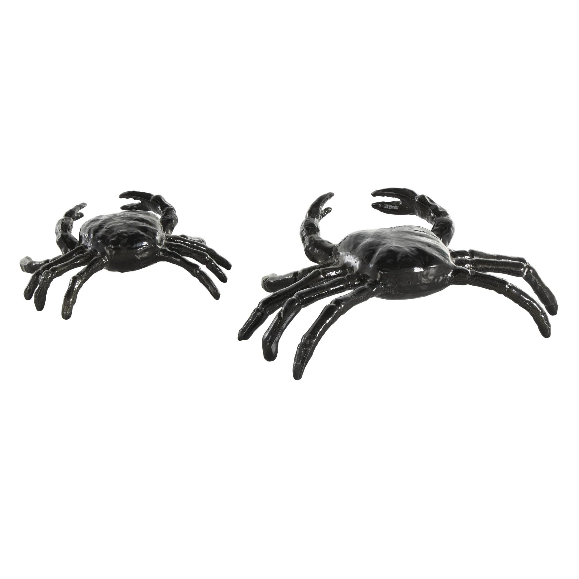 Set of 2 Crab Black Aluminum Metal Decorative Sculpture
