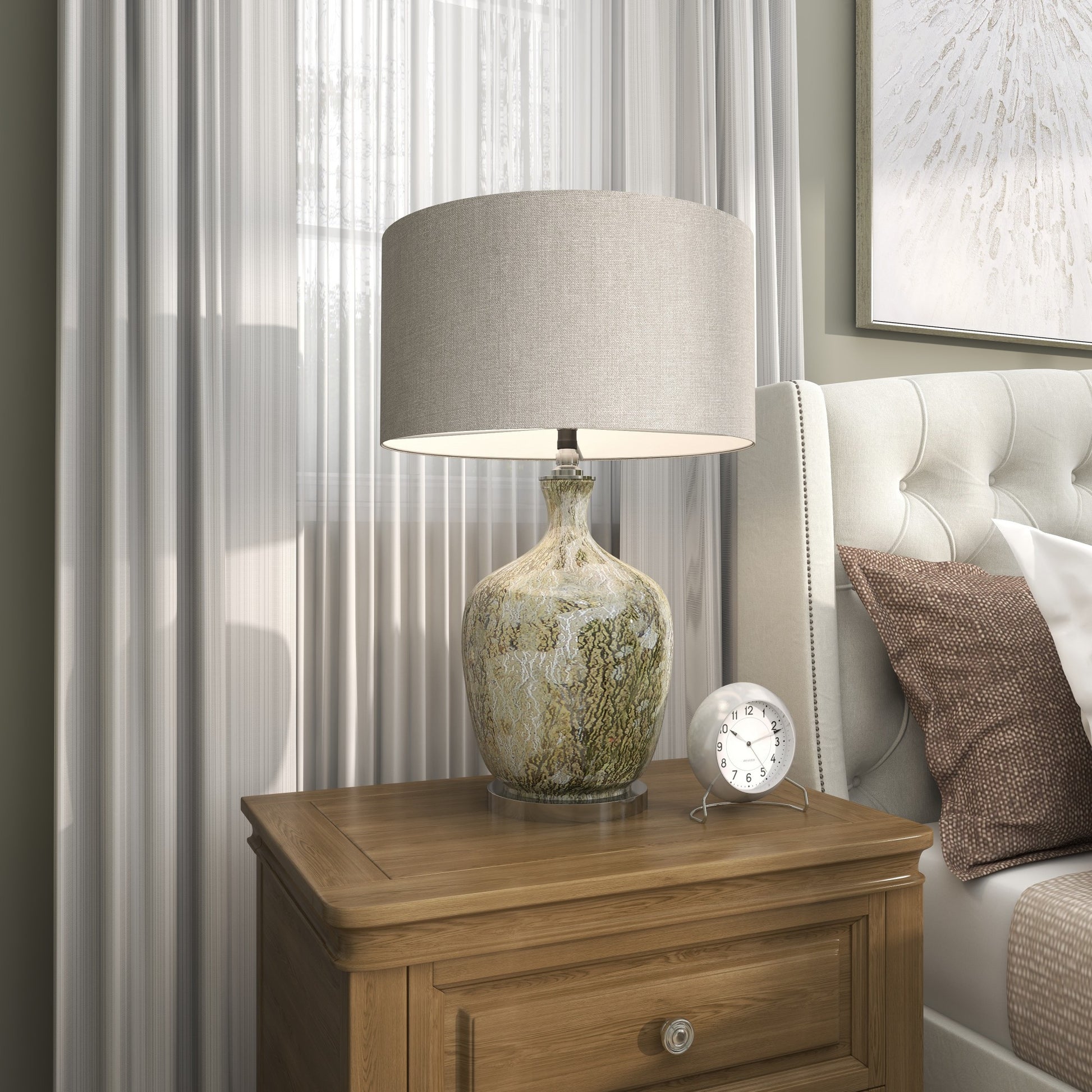 Silver Glass Room Table Lamp with Faux Mercury Glass Finish