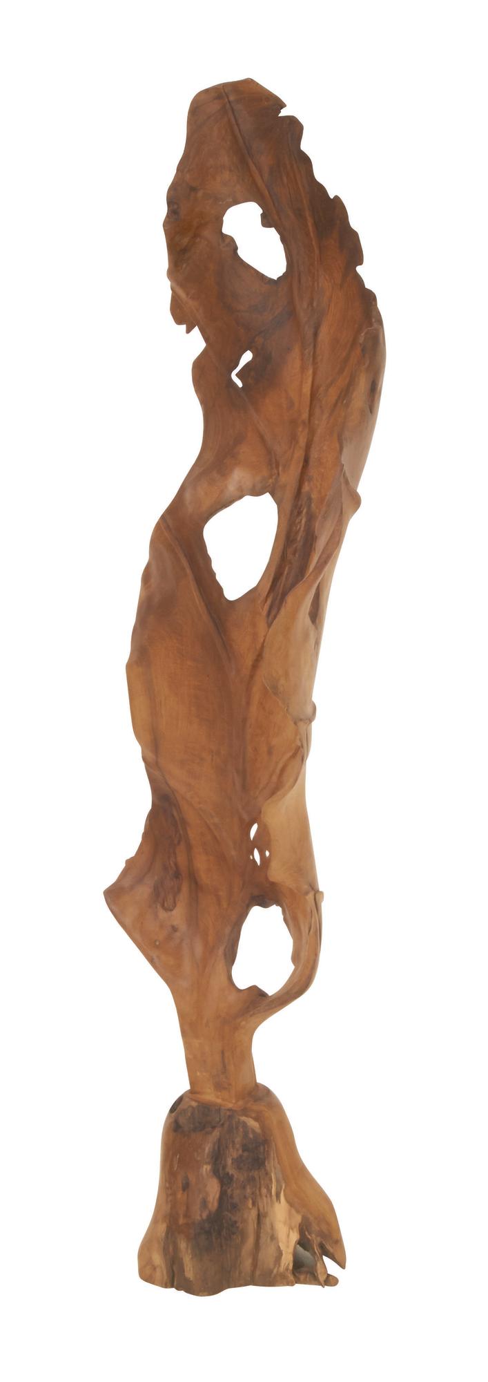 Leaf Brown Teak Wood Handmade Live Edge Decorative Sculpture