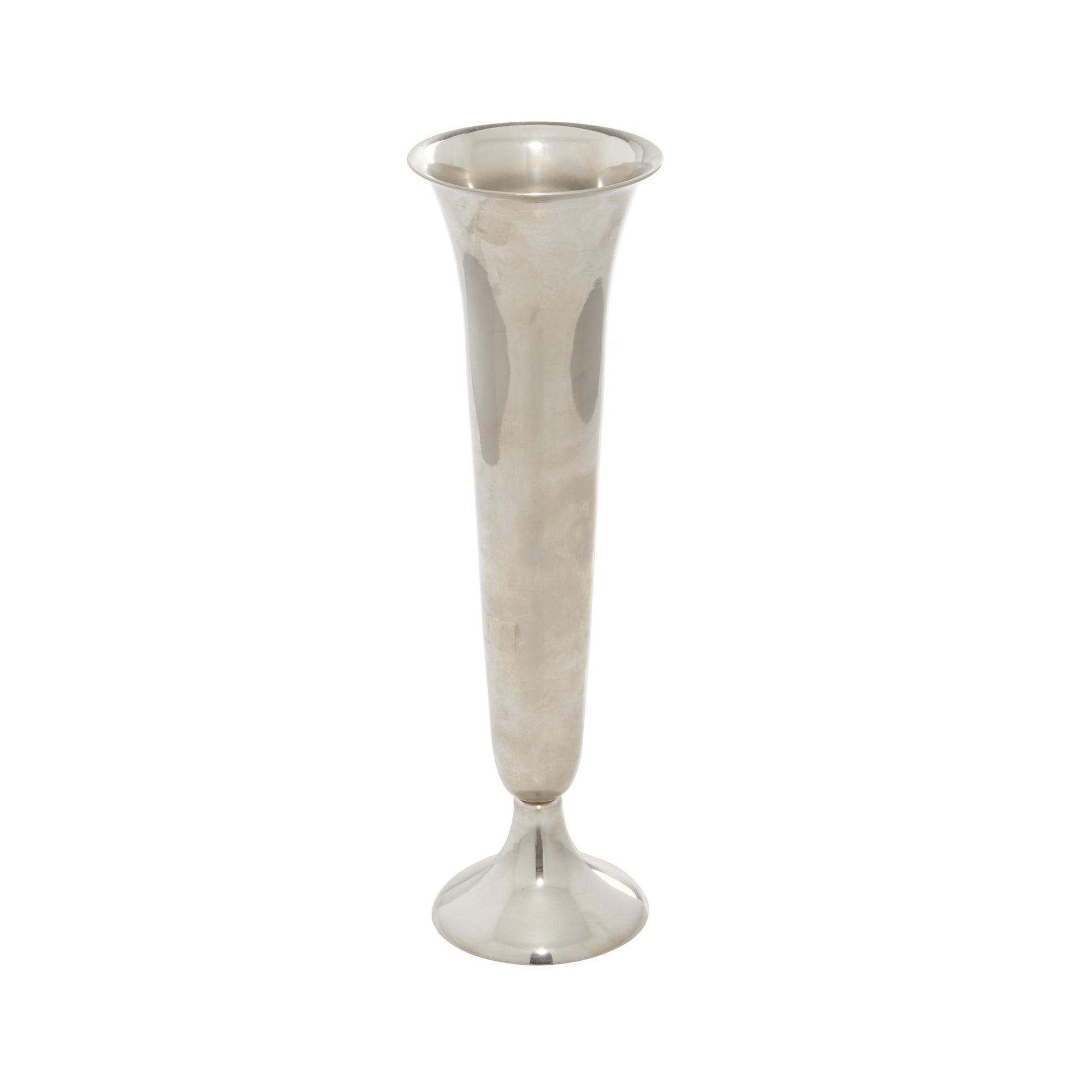 Silver Aluminum Metal Fluted Decorative Vase
