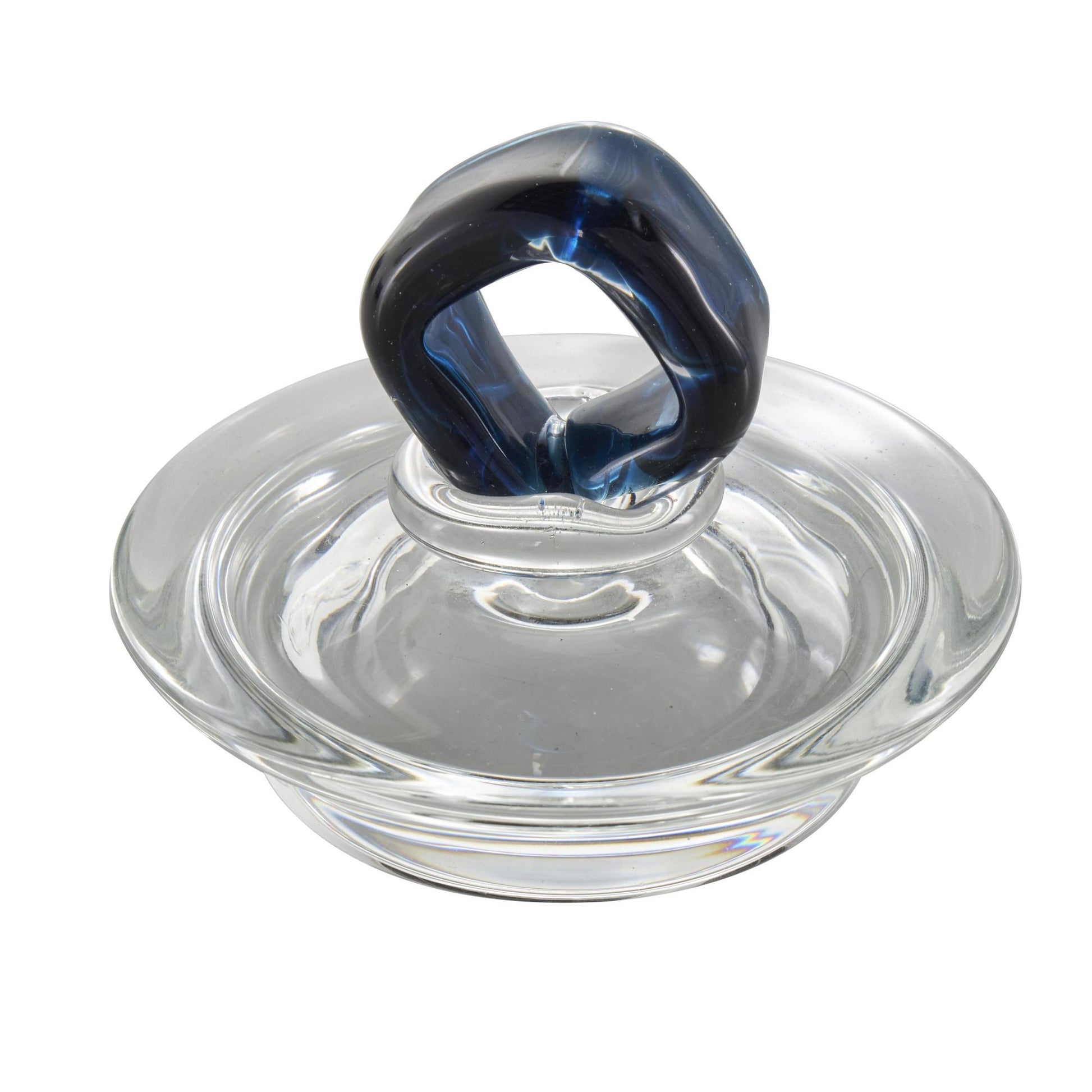 Set of 2 Geometric Dark Blue Glass Faceted Ombre Living Room Decorative Jars with Diamond Knobs