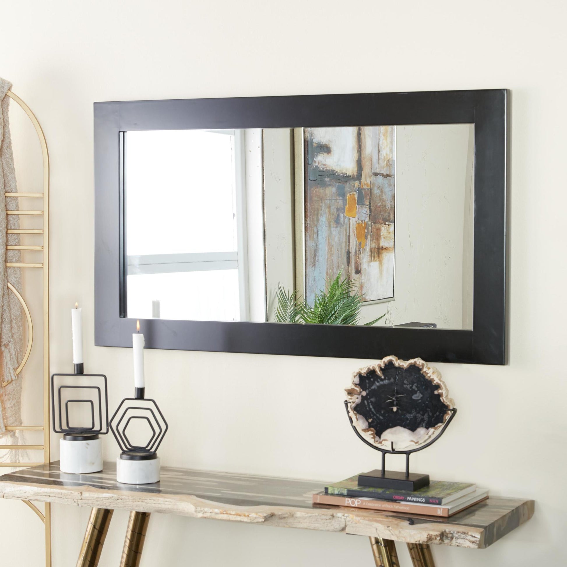 Wooden Minimalistic Room Wall Mirror 24" x 1" x 42"