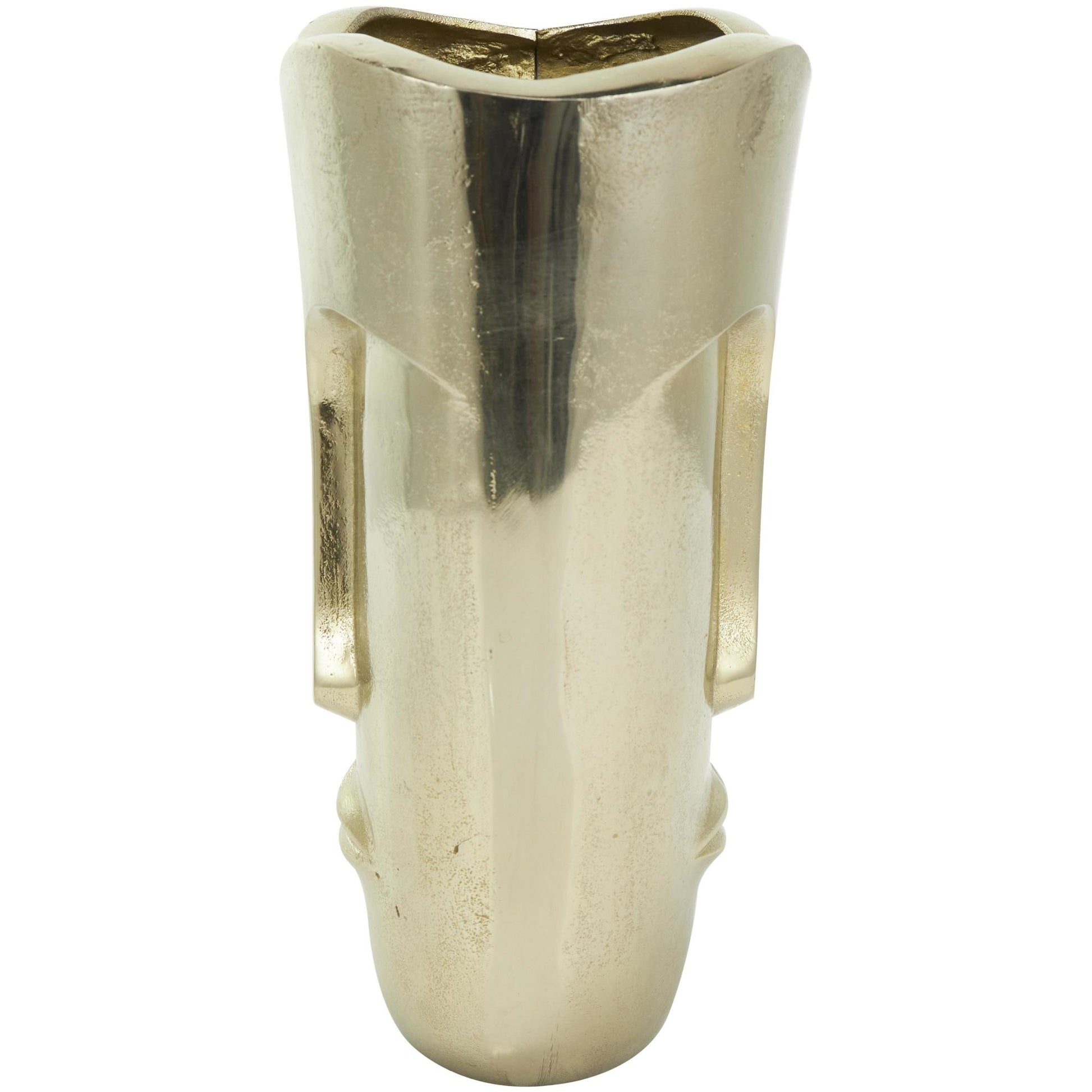 Set of 2 Face Gold Aluminum Metal Decorative Vase with Abstract Details