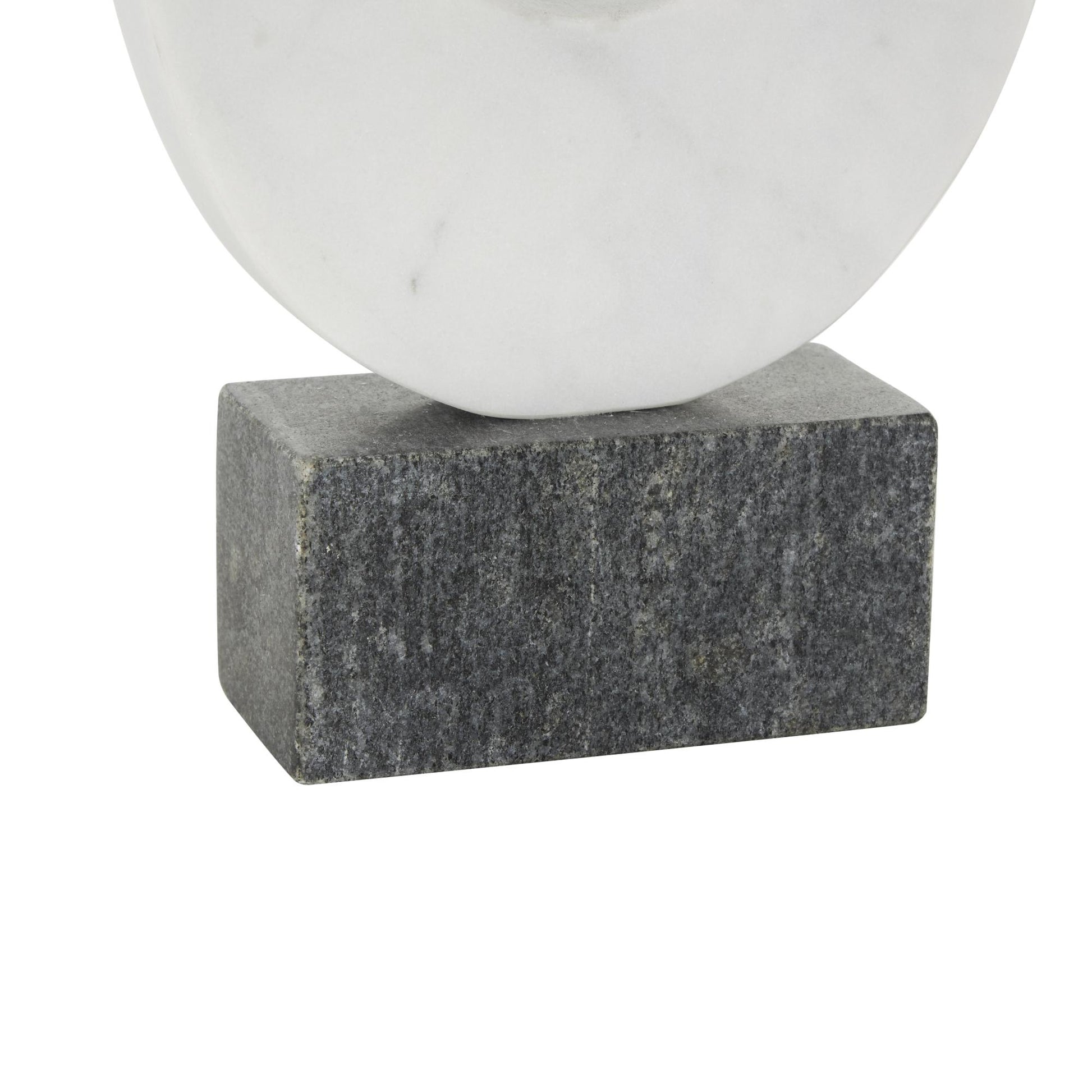 Abstract White Marble Curved Decorative Sculpture with Black Block Base