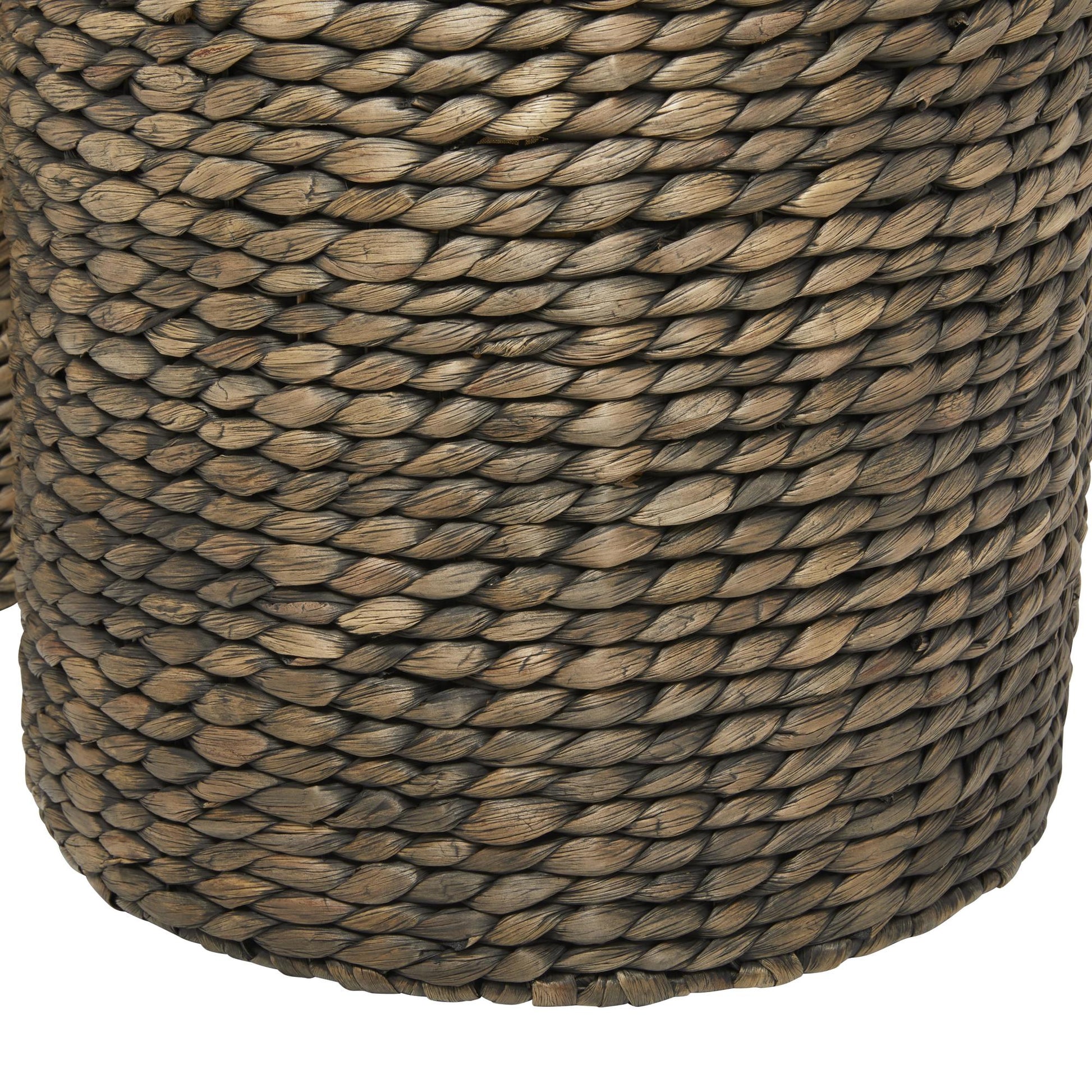 CosmoLiving by Cosmopolitan Set of 2 Dark Brown Seagrass Handmade Decorative and Functional Storage Basket with Liner and Matching Tops