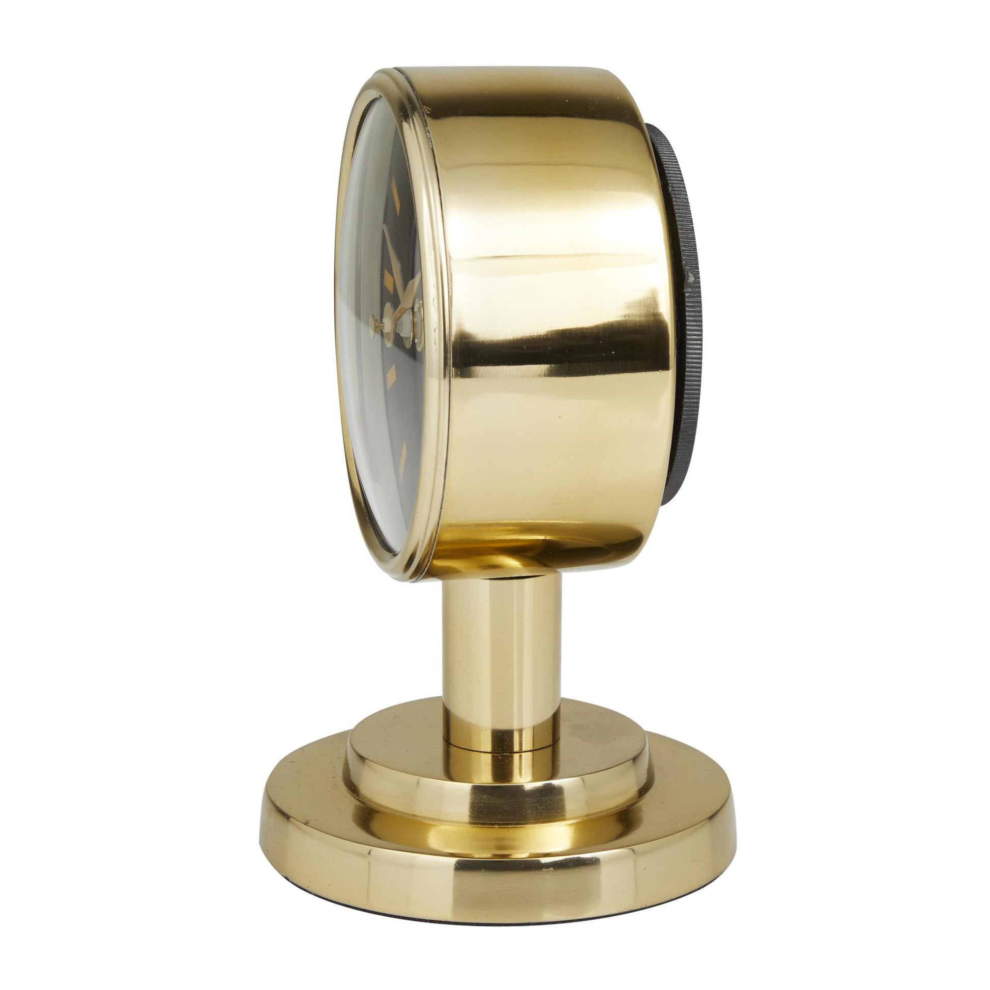 Gold Stainless Steel Metal Small Decorative Clock with Numberless Black Clockface