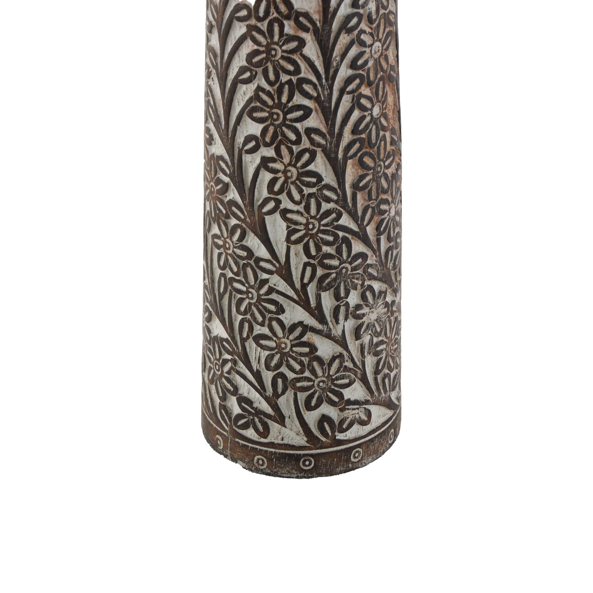 Set of 3 Floral Mango Wood Handmade Vine Decorative Candle Holder with Whitewashed Cream Backing
