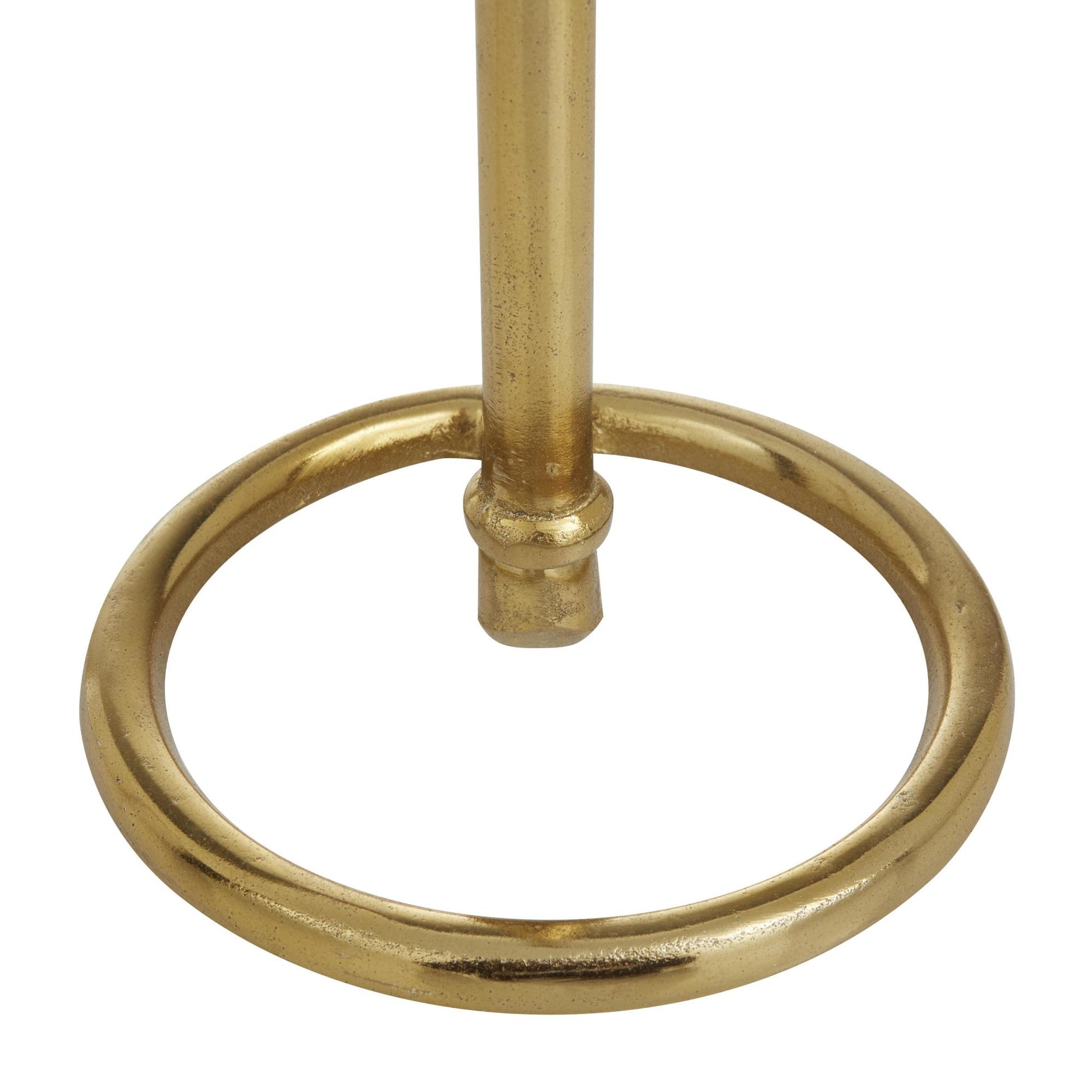 Set of 3 Gold Aluminum Metal Tapered Decorative Candle Holder with Ring Bases