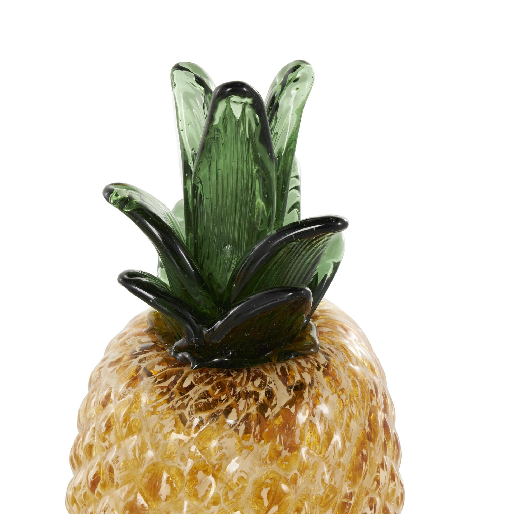 Set of 3 Fruit Orange Glass Faceted Pineapple Decorative Sculpture