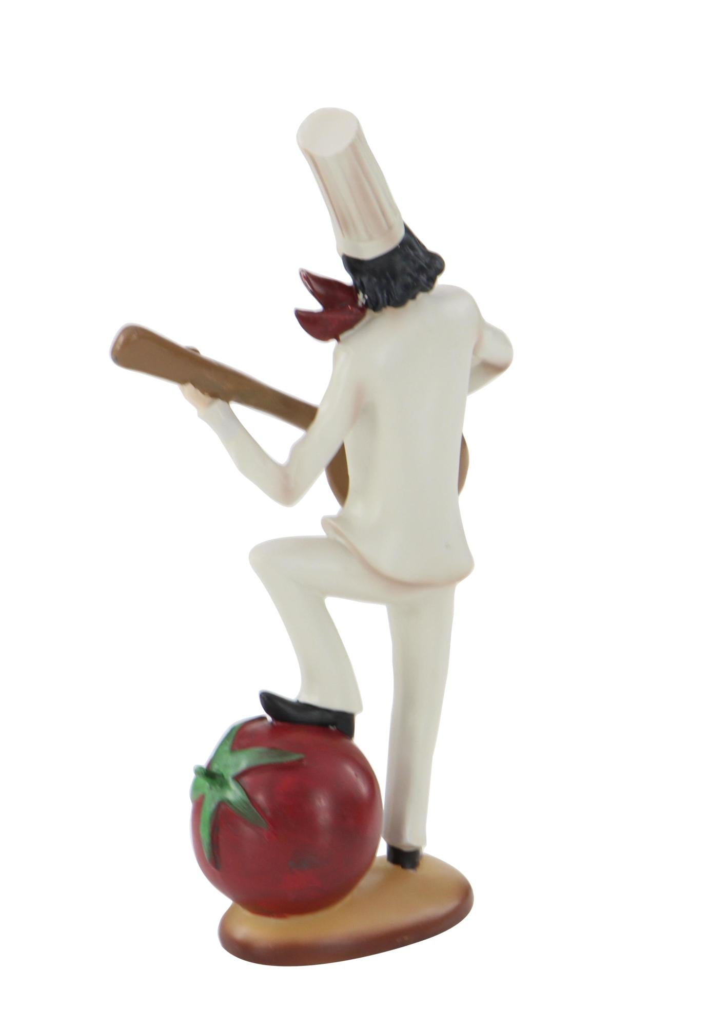 Set of 3 Chef White Polystone Decorative Sculpture with Musical Instruments