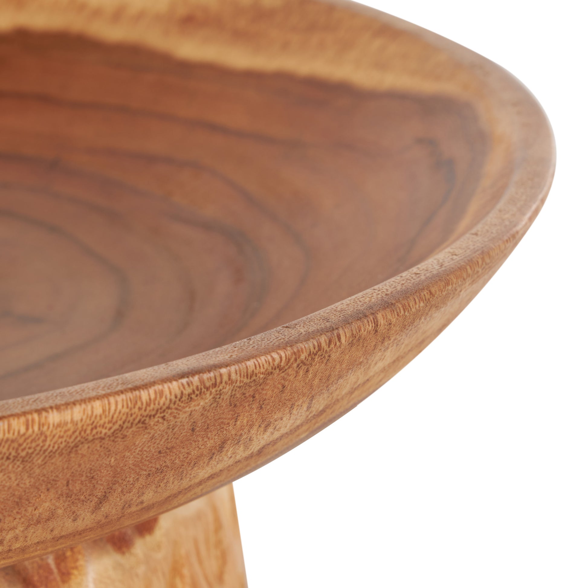 Brown Teak Wood Handmade Large Decorative Bowl with Elevated Base