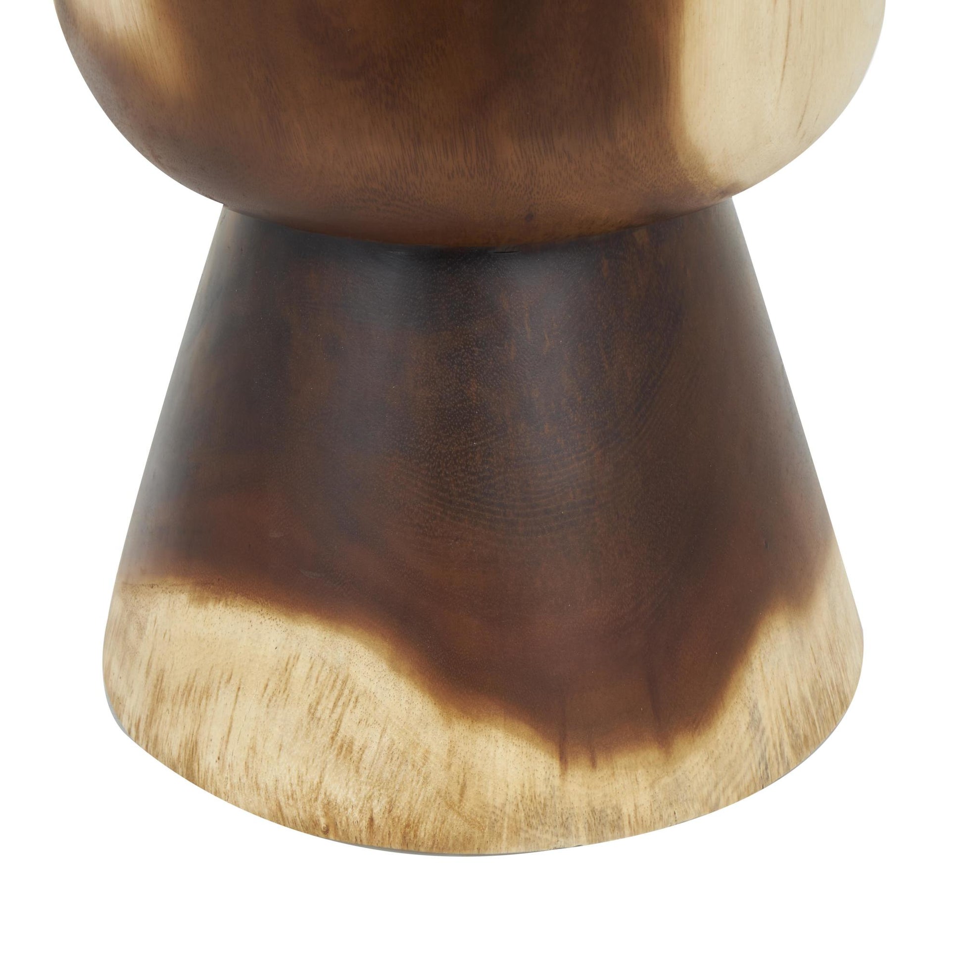 Brown Wood Handmade Hourglass Side End Accent Table with Natural Wood Grain
