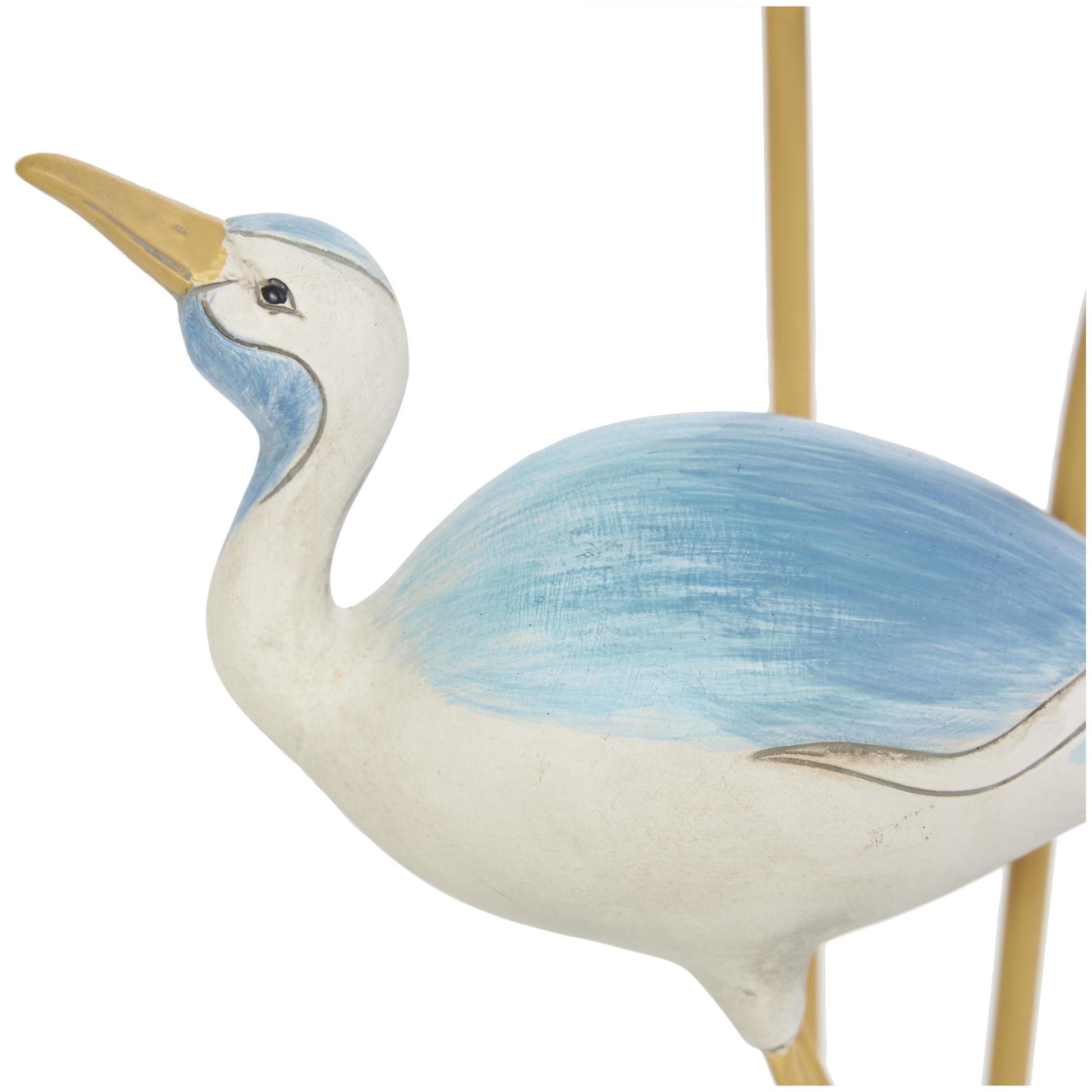 Bird Light Blue Polyresin Family Decorative Sculpture with Yellow Accents