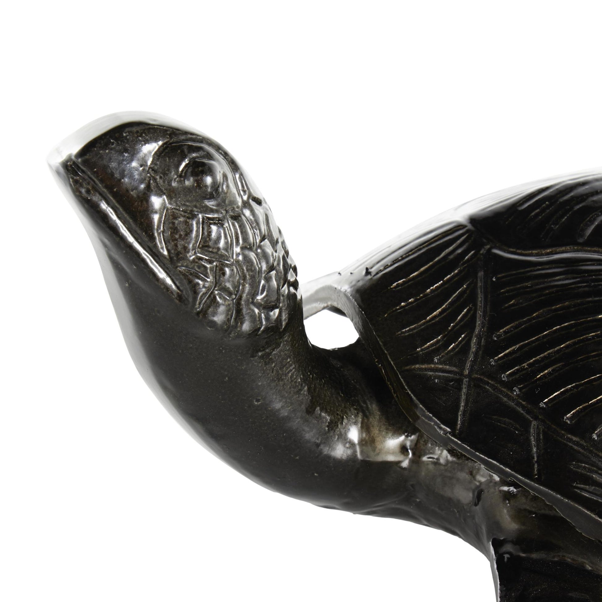 Sea Turtle Black Aluminum Metal Carved Decorative Sculpture