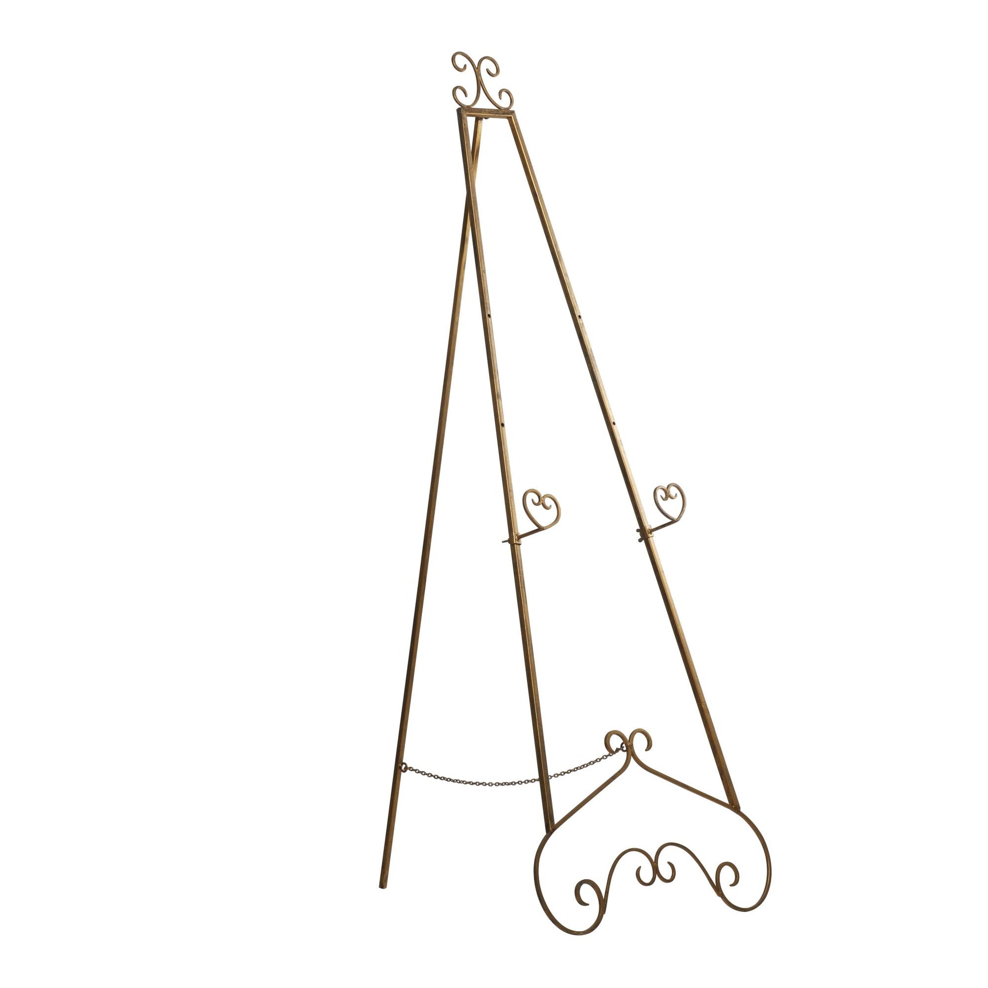 Scroll Gold Metal Tall Adjustable Floor 3 Tier Display Easel