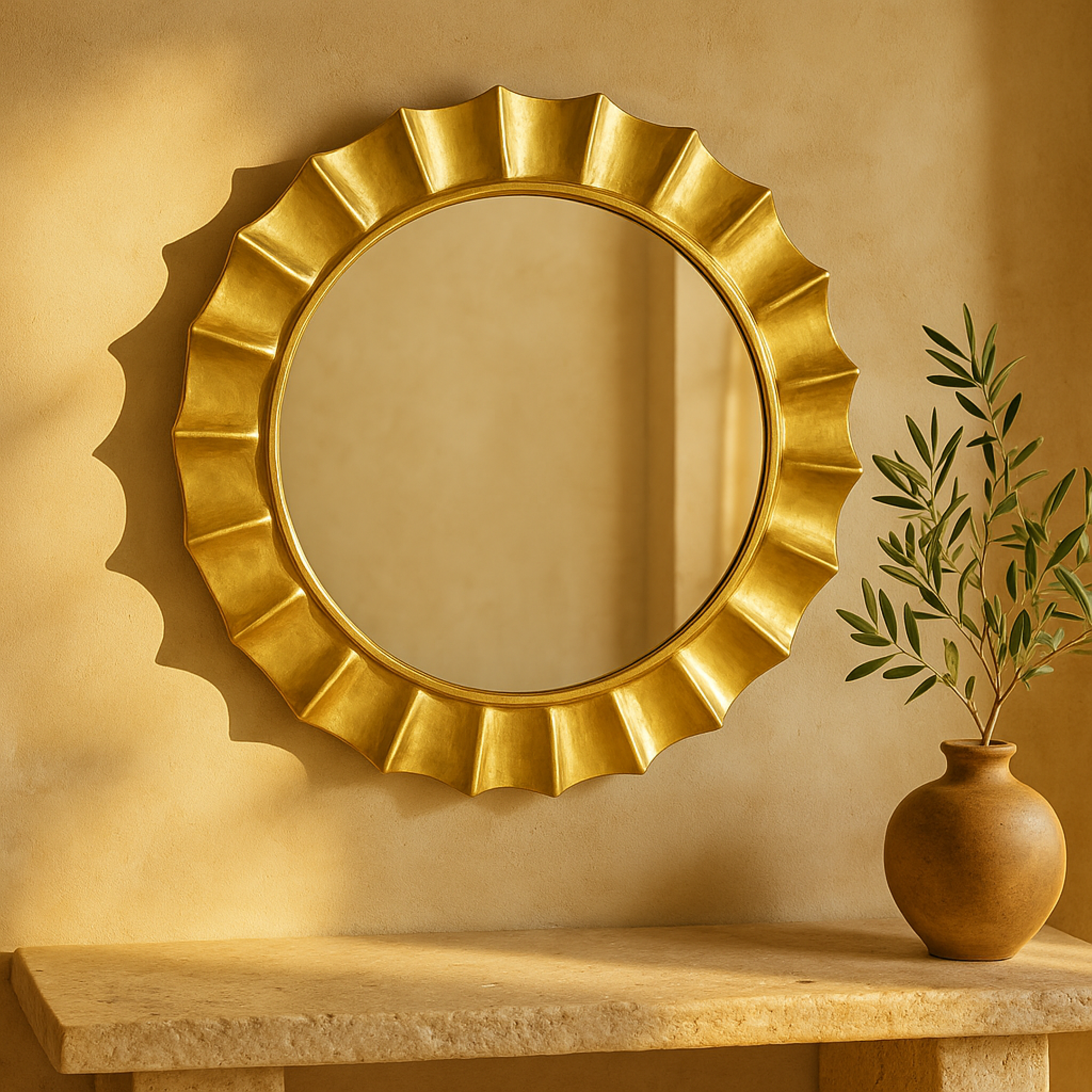 Starburst Gold Aluminum Metal Room Wall Mirror
