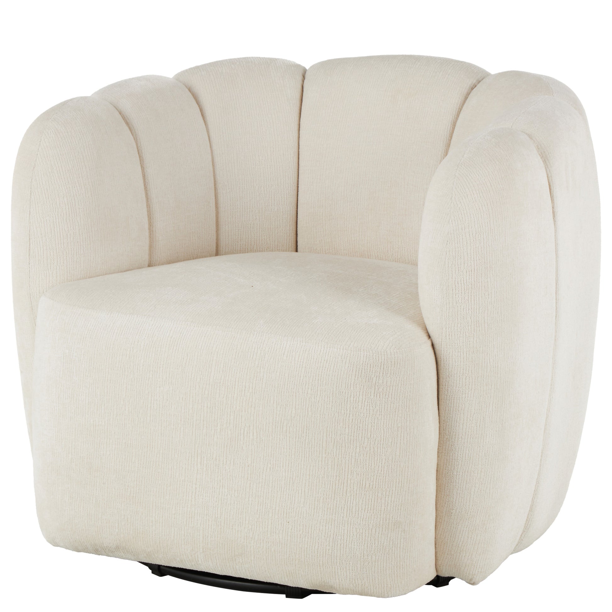 Cream Polyester Arched Swivel Living Room Accent Chair