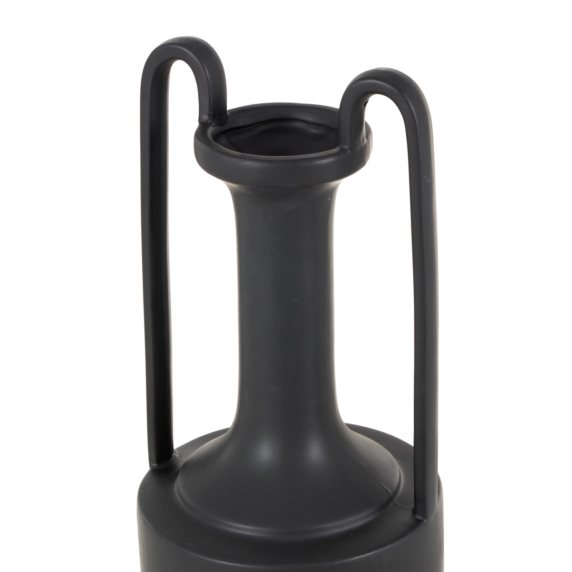 Ceramic Fluted Urn Shaped Decorative Vase with Arch Handles