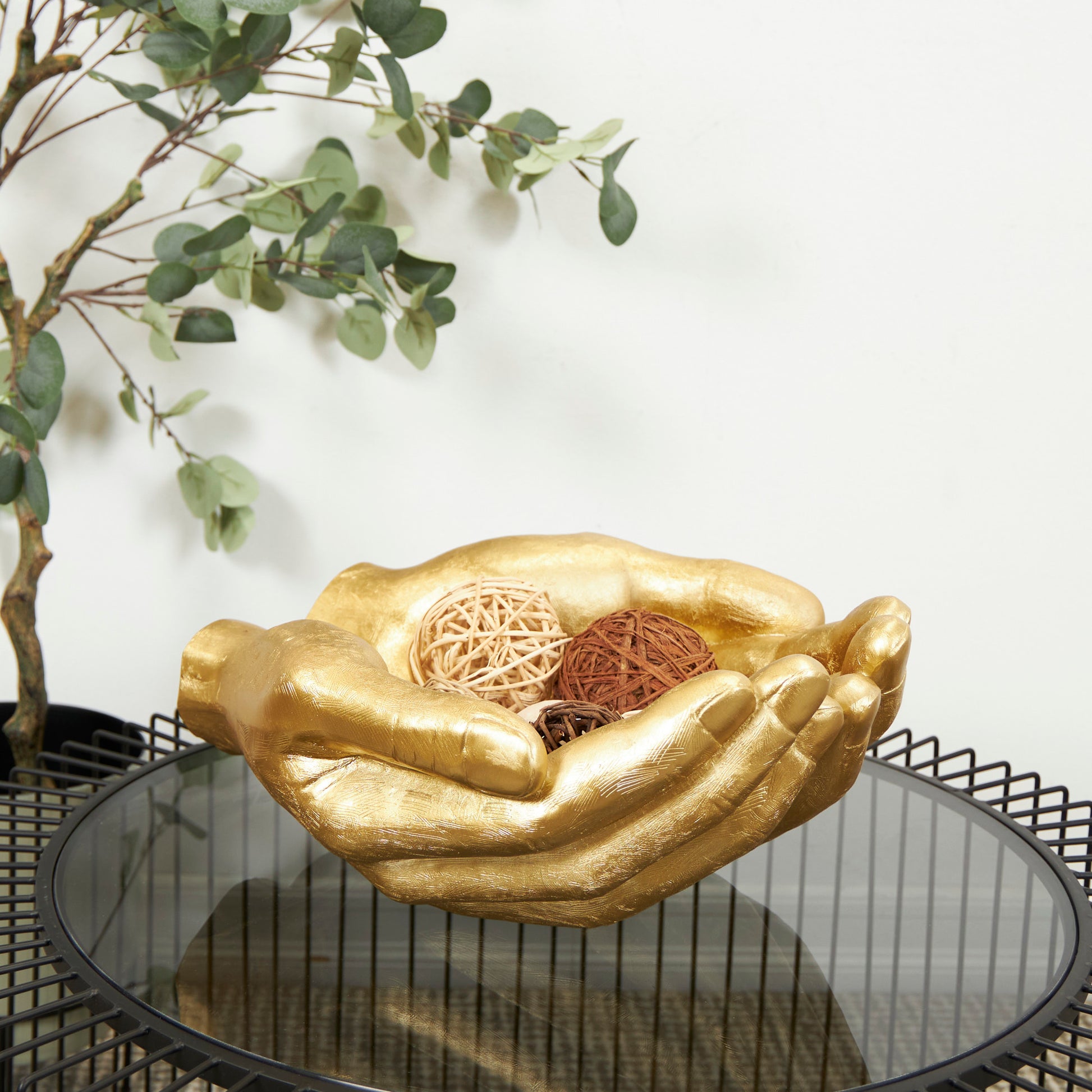Hands Polystone Open Decorative Sculpture