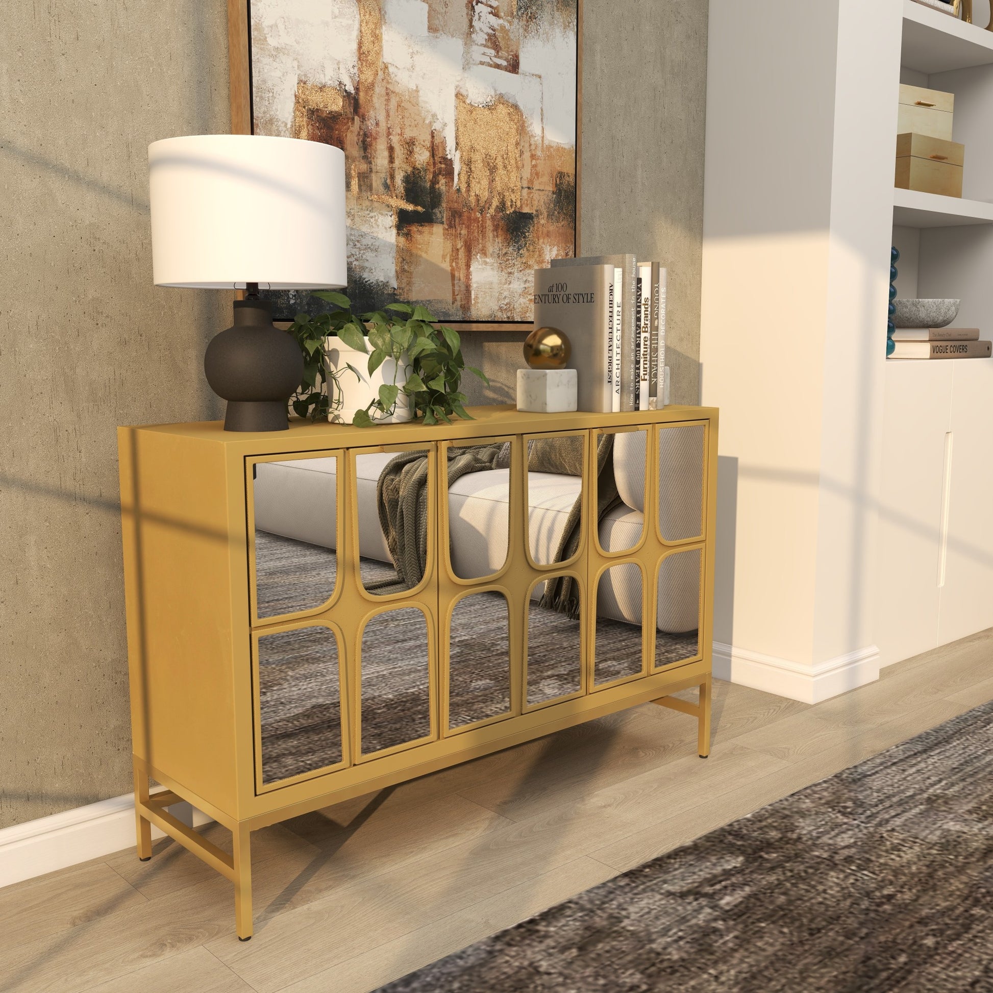 Wooden 3 Door Room Cabinet with Mirrored Front
