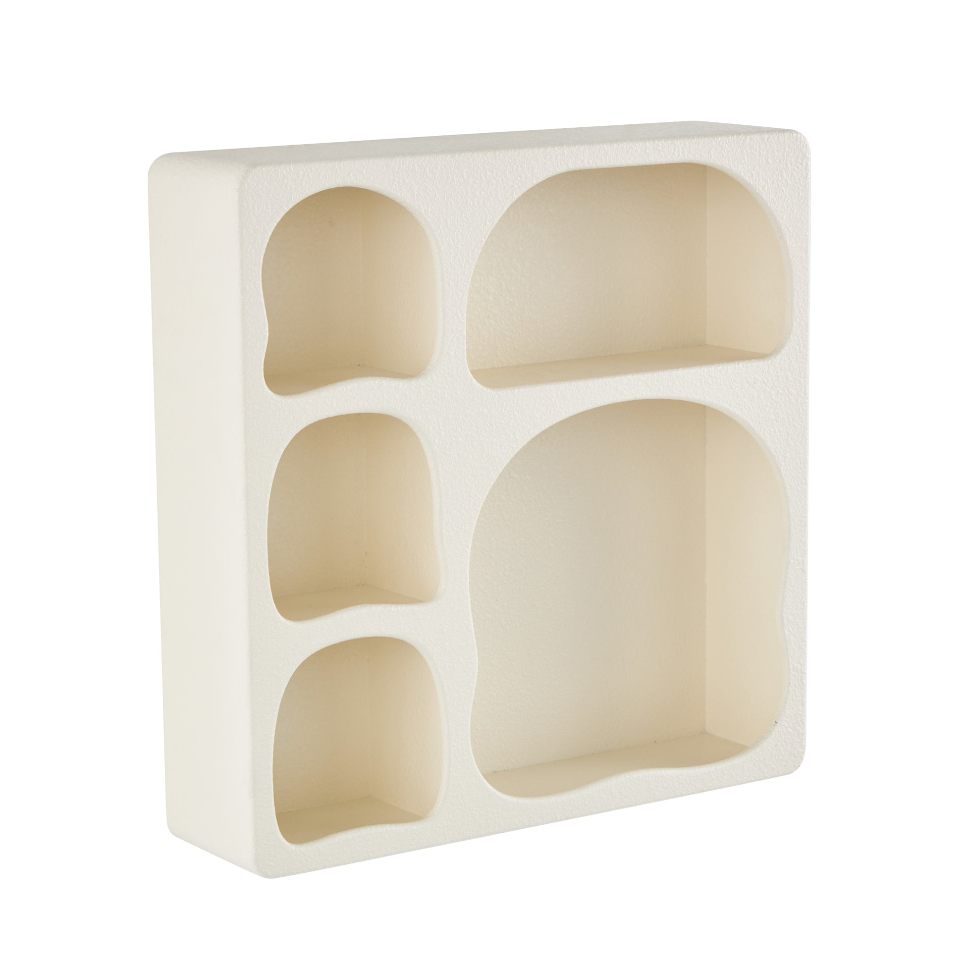 Geometric Wooden 5 Cubby Room Wall Shelf with Abstract Block Shapes
