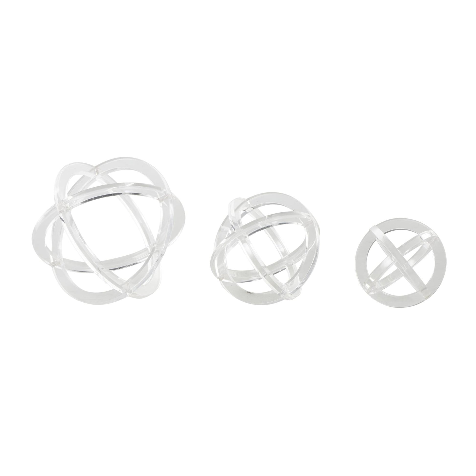 Set of 3 Geometric Clear Acrylic Plastic Delicate Decorative Sculpture