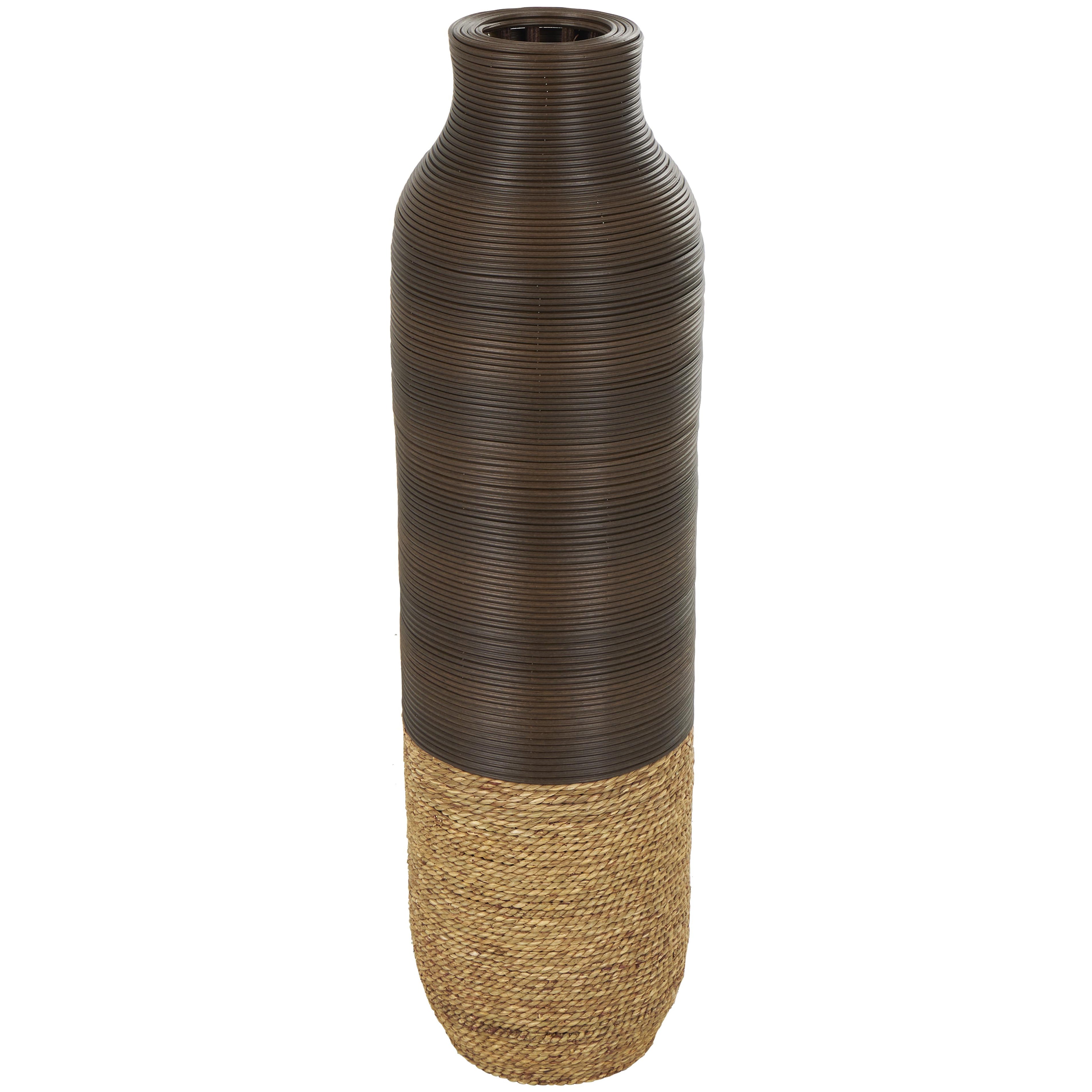 Dark Brown Seagrass Handmade Decorative Vase