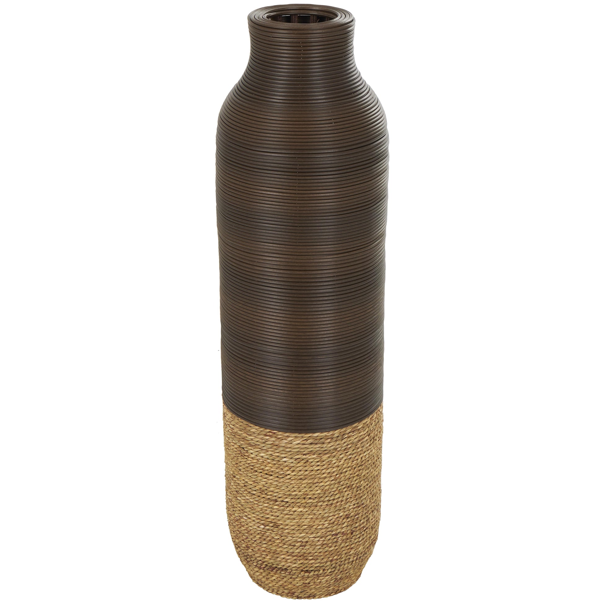 Dark Brown Seagrass Handmade Decorative Vase