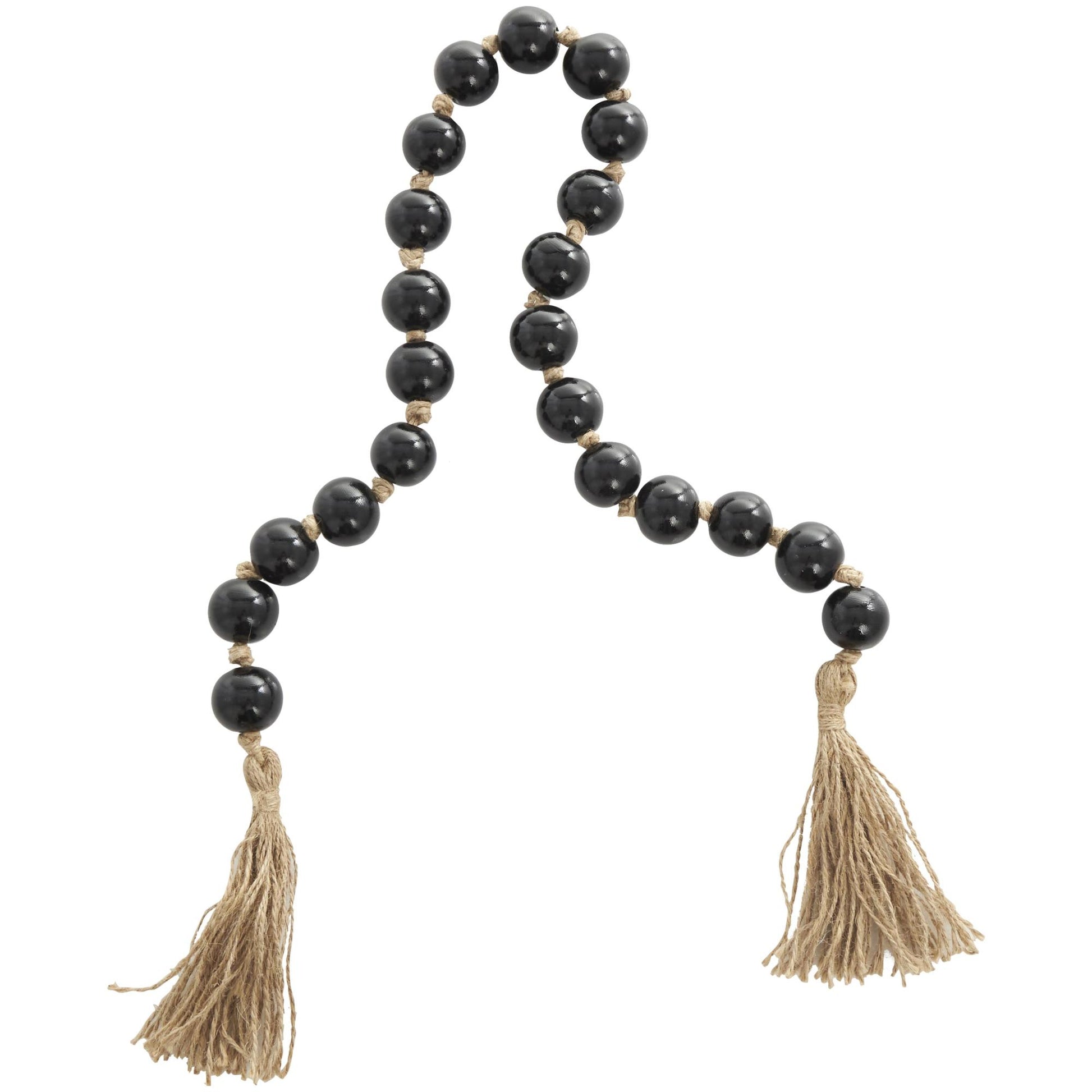 Glass Handmade Round Beaded Garland with Tassel with Knotted Brown Jute