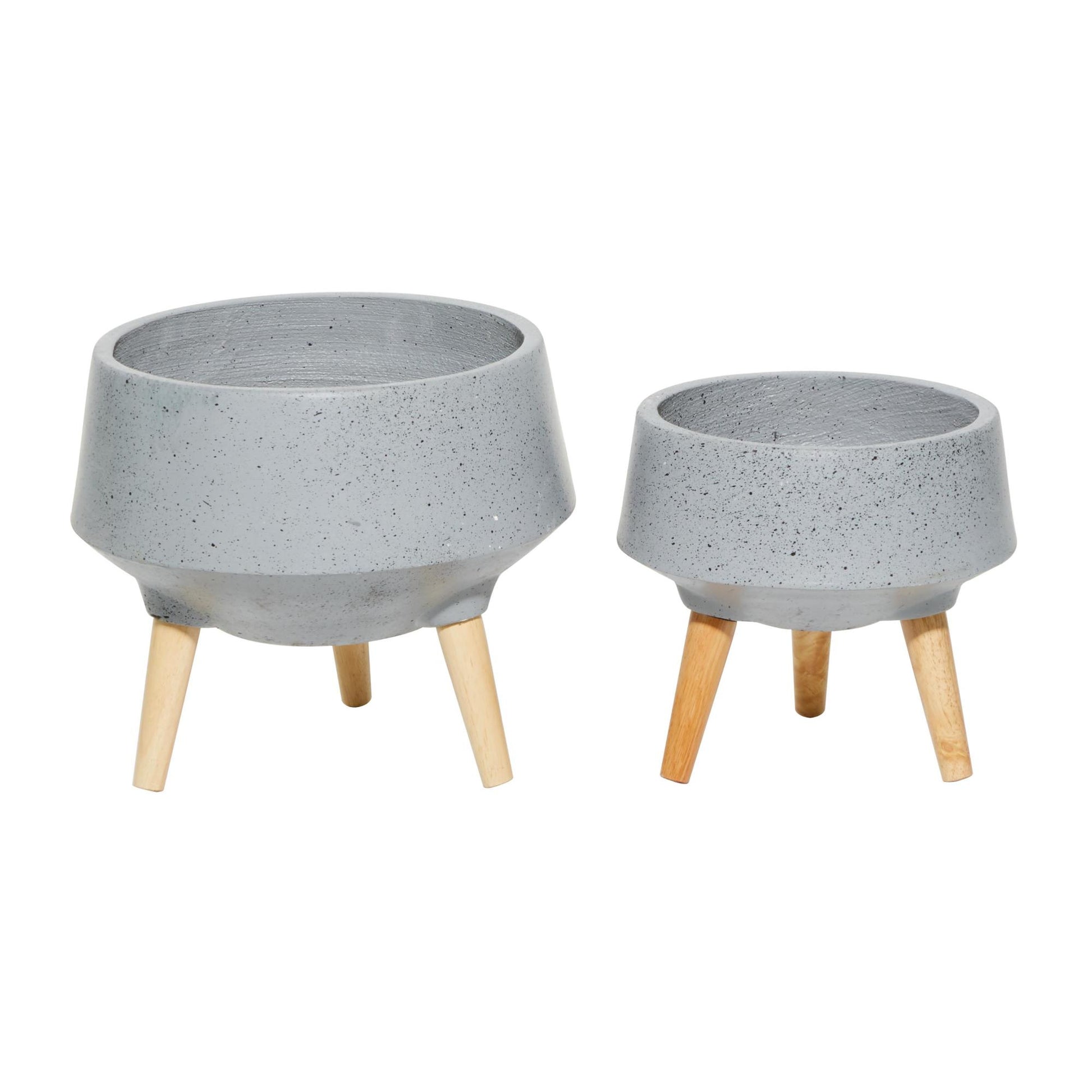 Set of 2 Gray Magnesium Oxide Planter